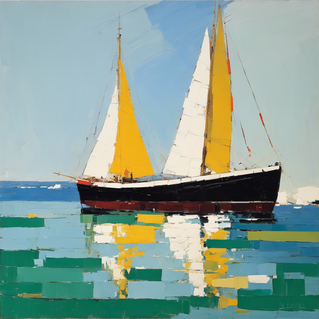 Abstrakt kunst, seilbåt - Plakat