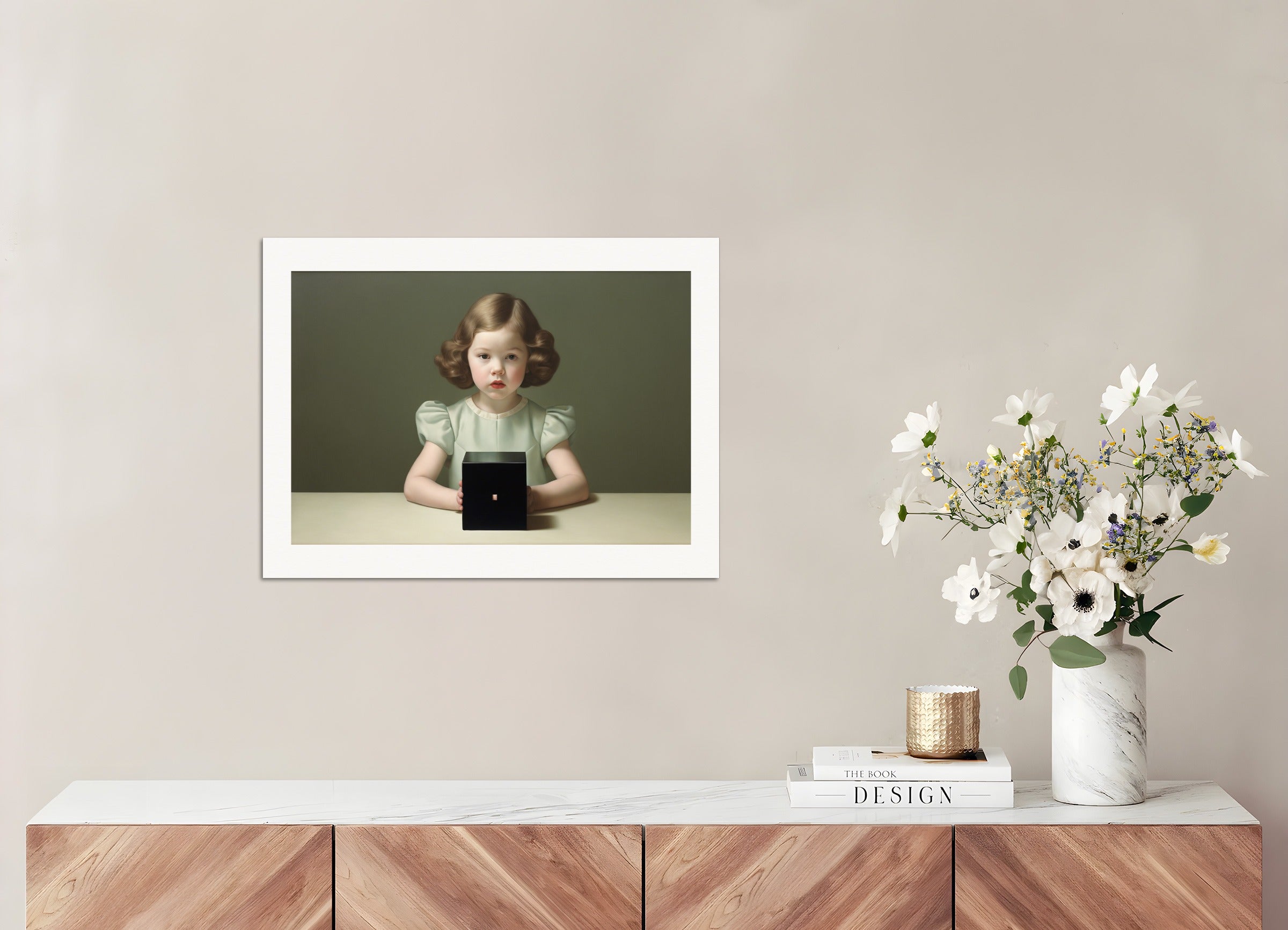 Poster: Formal portraits of children with aristocratic rigidity,