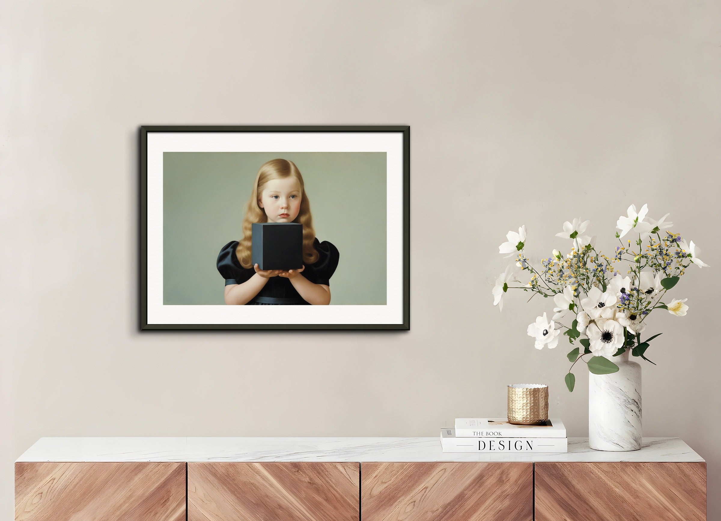 Poster with metal frame: Formal portraits of children with aristocratic rigidity,