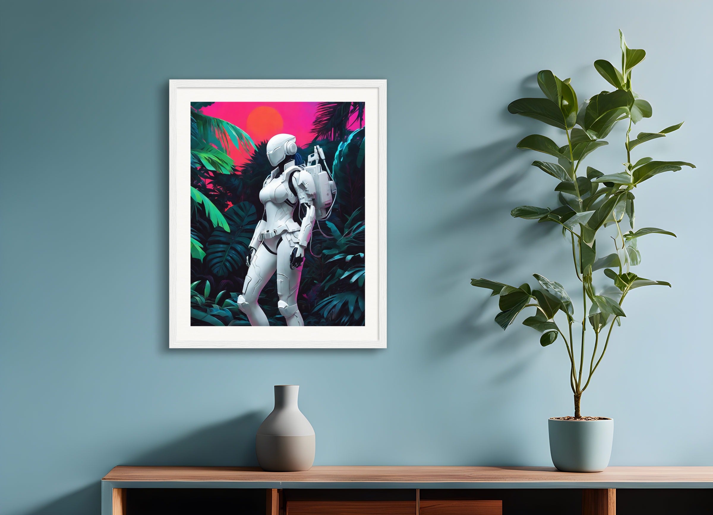 Poster with wood frame: Neon punk,