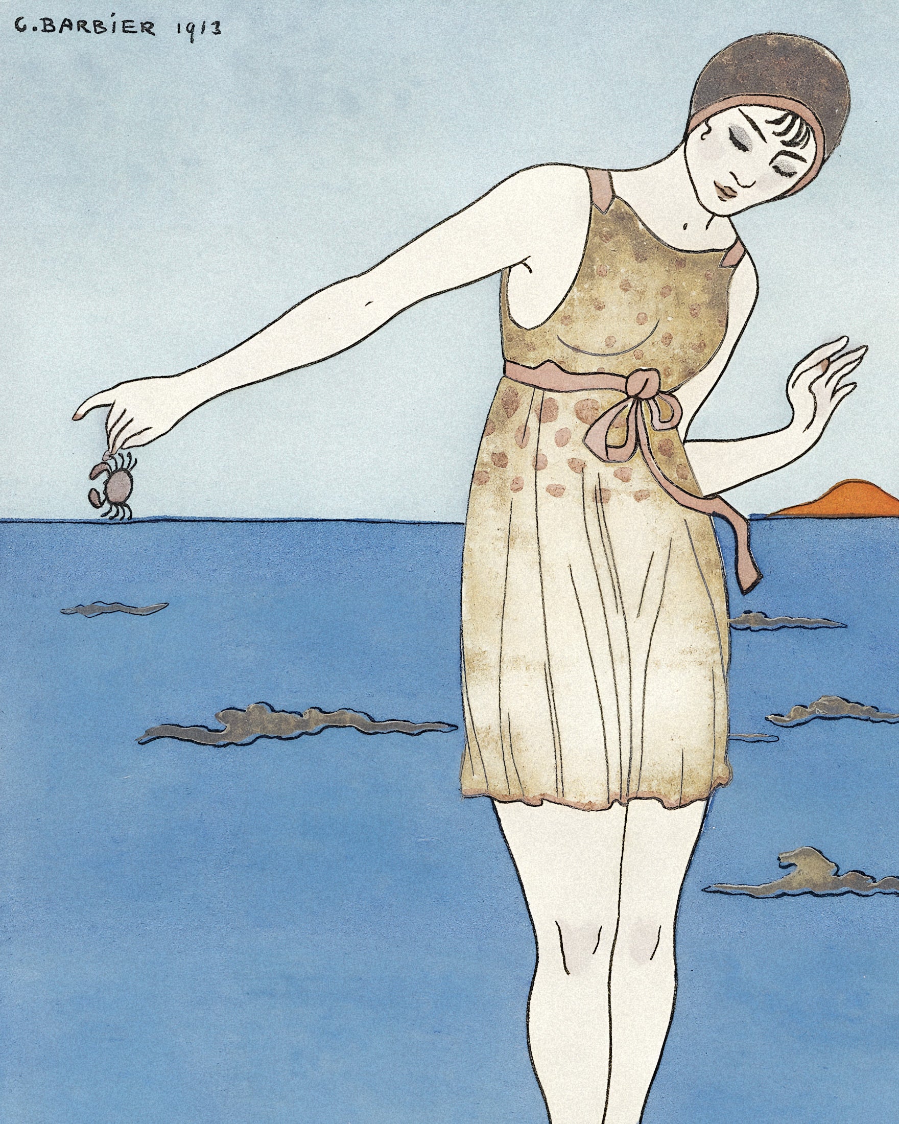 "Costume de Bain" av Georges Barbier (1913) - Art Deco poster Plakat