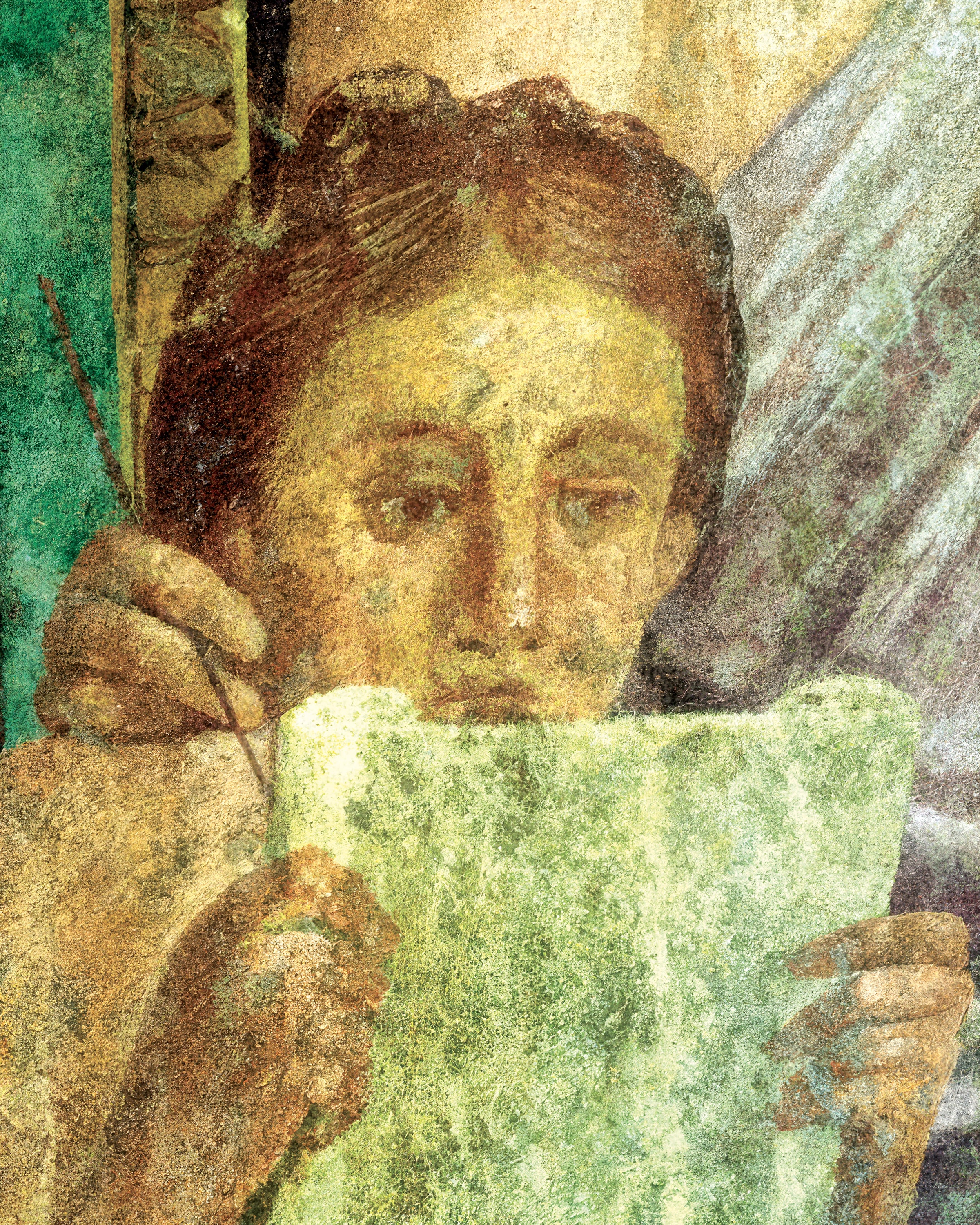 Young girl reading fresco poster