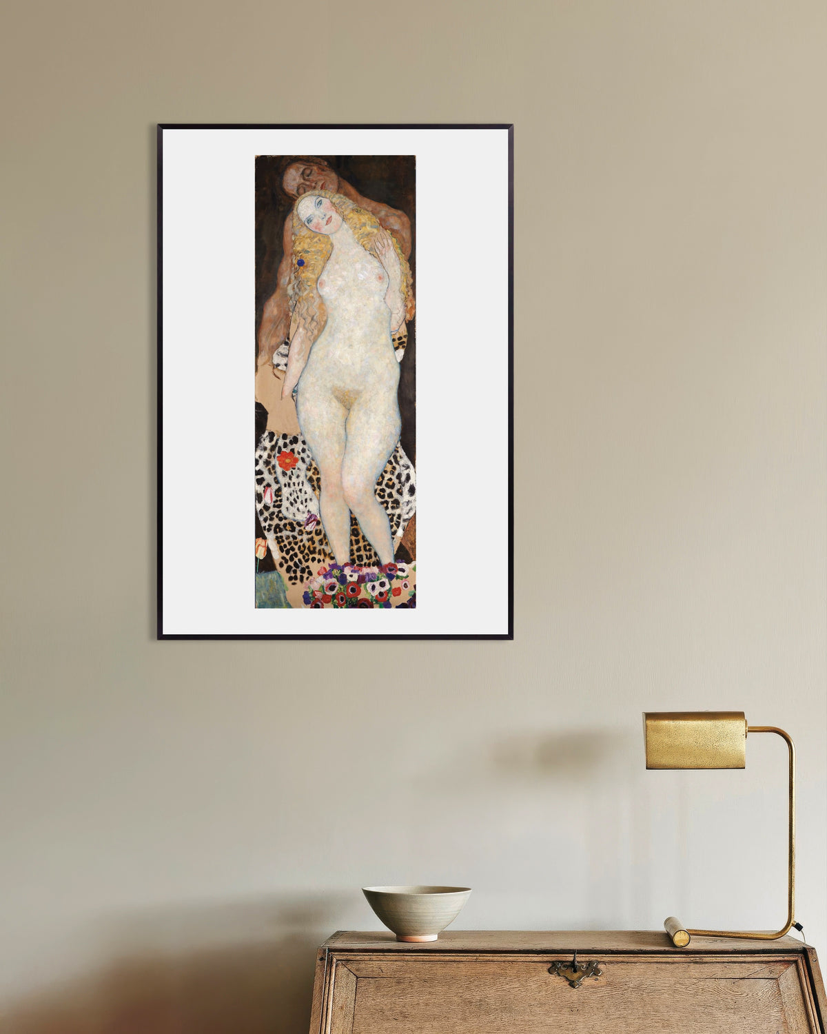 Plakat Adam og Eva (1917–1918) av Gustav Klimt med metallramme