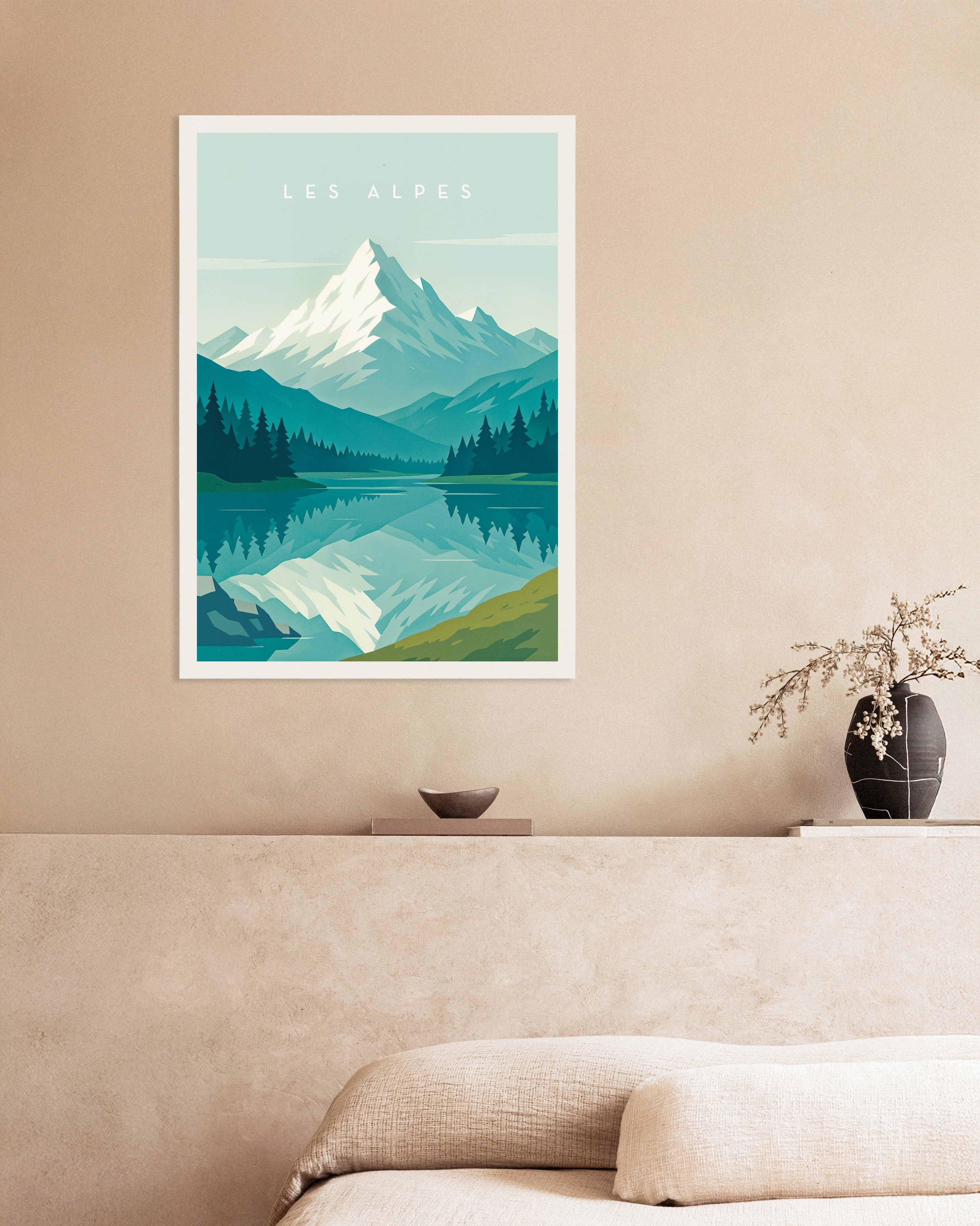 Poster of Alps Poster - Minimalist Mountain Art Print