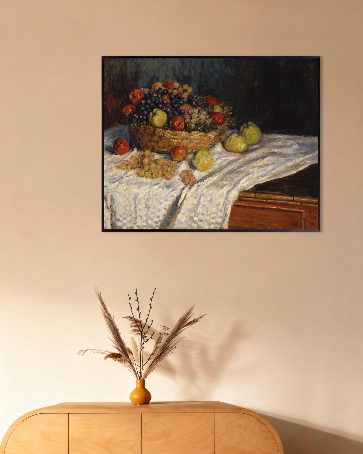 Plakat Epler og druer (1879–1880) av Claude Monet med metallramme