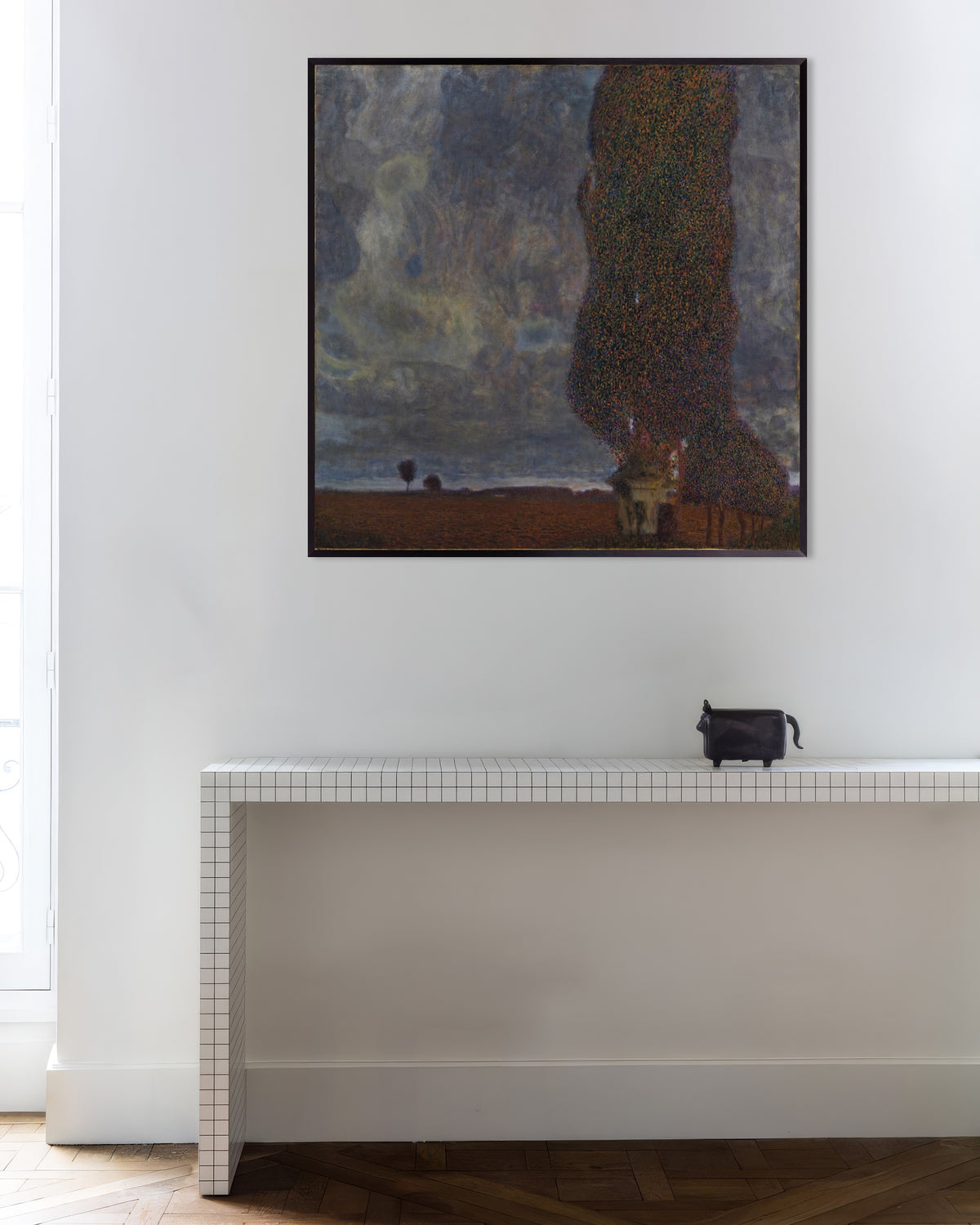 Poster of Approaching Thunderstorm (The Large Poplar II) (1903) by Gustav Klimt, with metal frame
