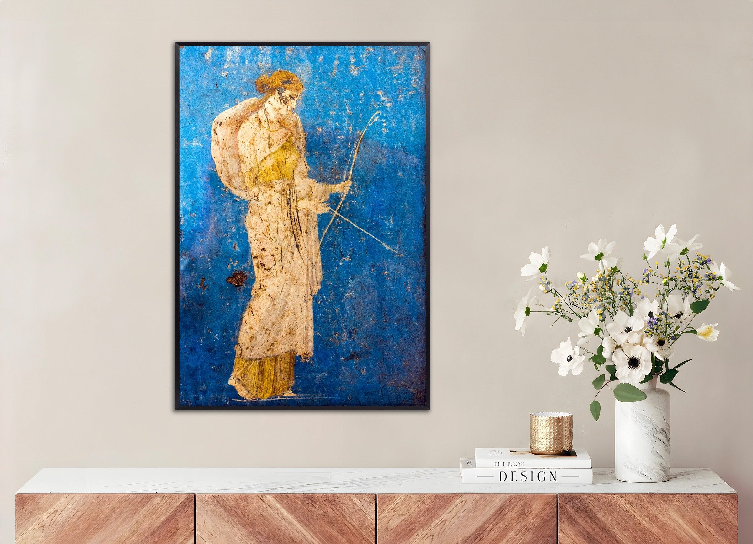 Poster of Artemis Wall Fresco – Roman Mural, with metal frame
