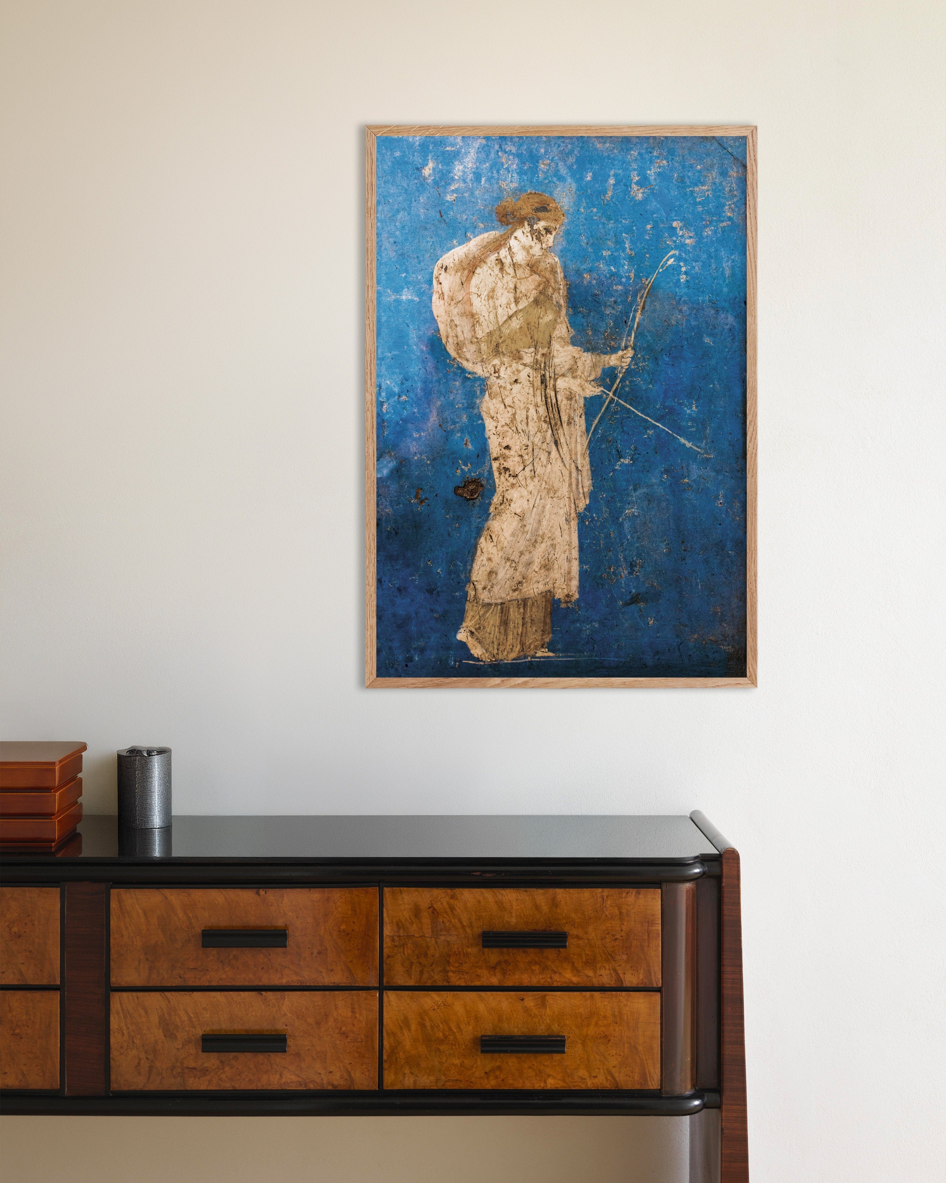 Poster of Artemis Wall Fresco – Roman Mural Poster, with natural wooden frame