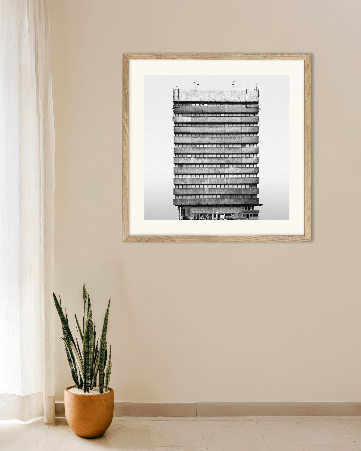 Poster of Banded Office Tower, with natural wooden frame