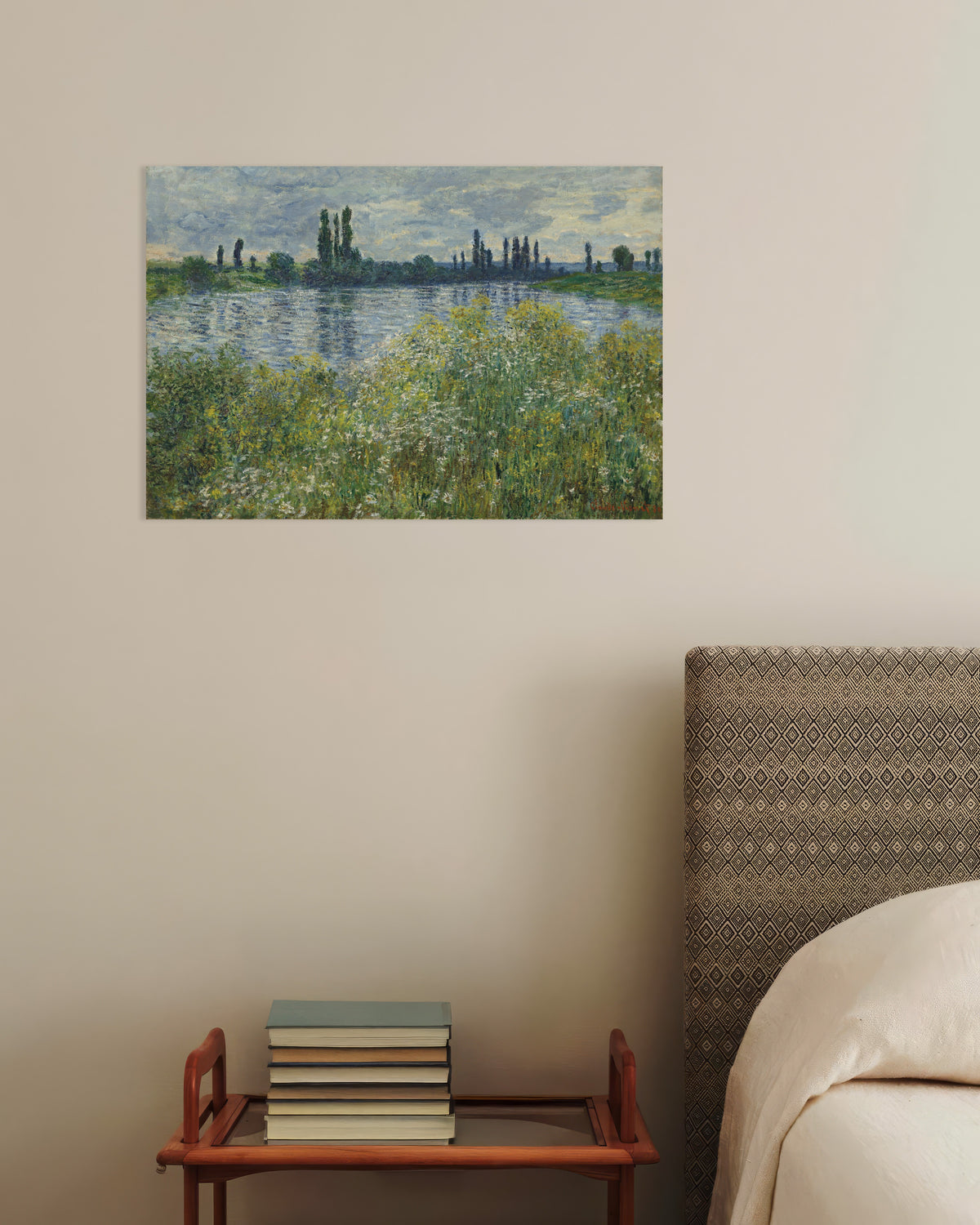 Plakat Seinens bredd ved Vétheuil (1880) av Claude Monet