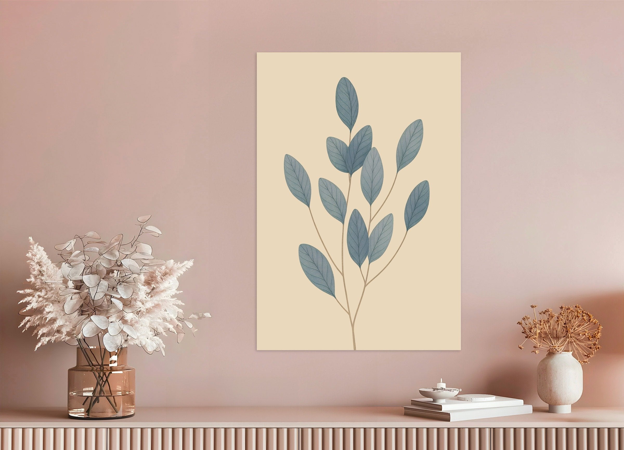 Poster of Blue Leaves Poster – Minimal Botanical Art