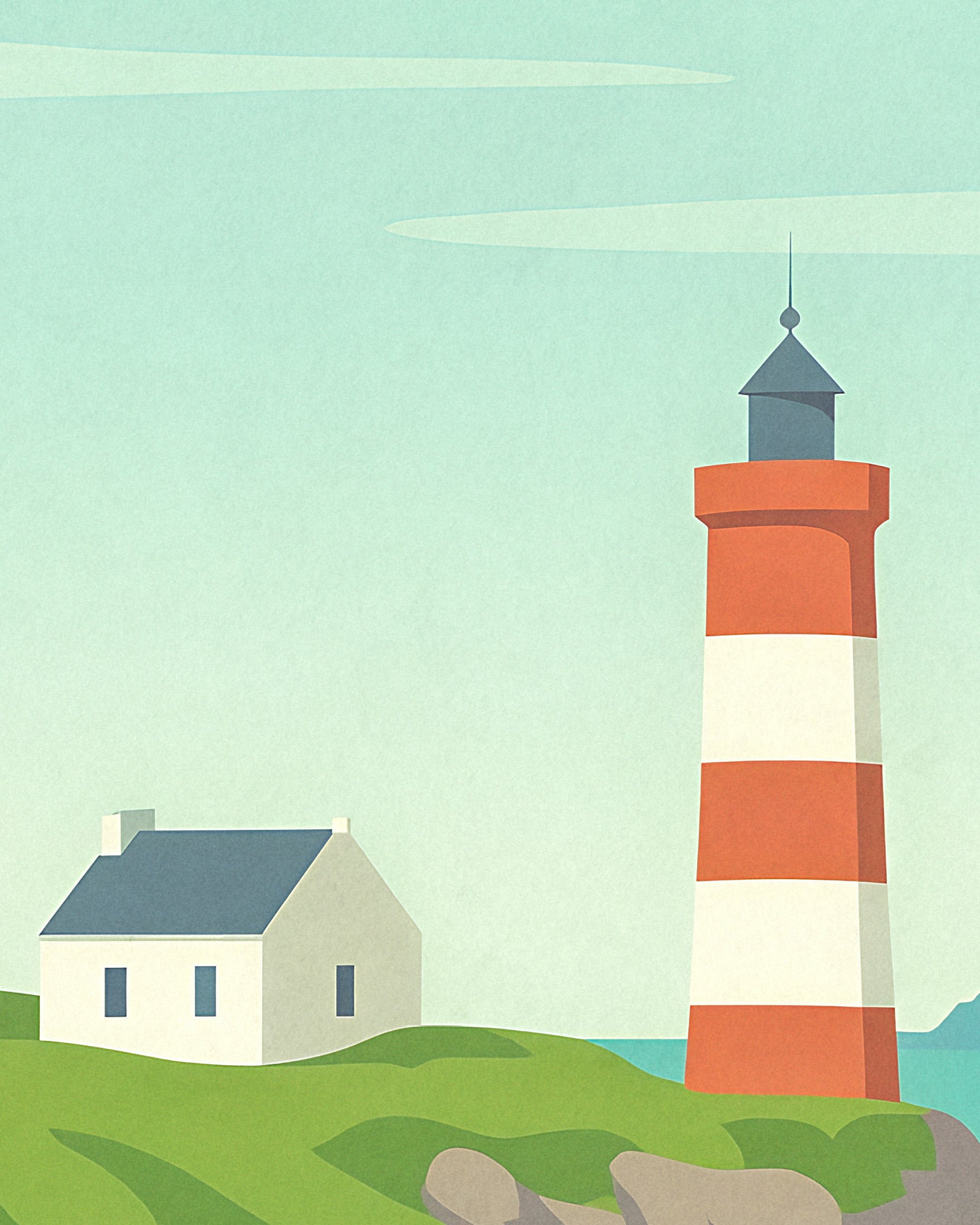 Brittany Fyrtårn Poster - Kysten av Frankrike Reise Plakat