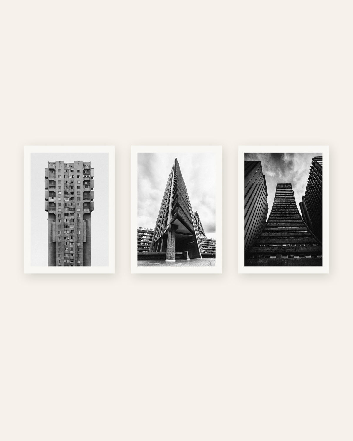 Brutalist Posters Set of 3 – Concrete Towers, prints without frame