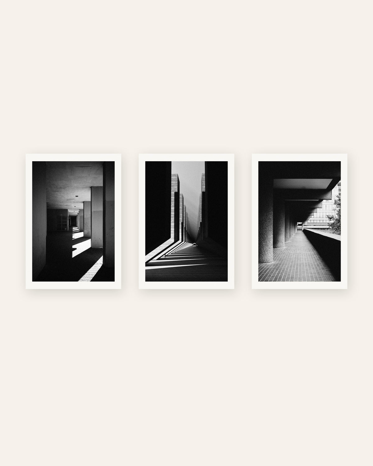 Brutalist Posters Set of 3 – Light and Shadow, prints without frame