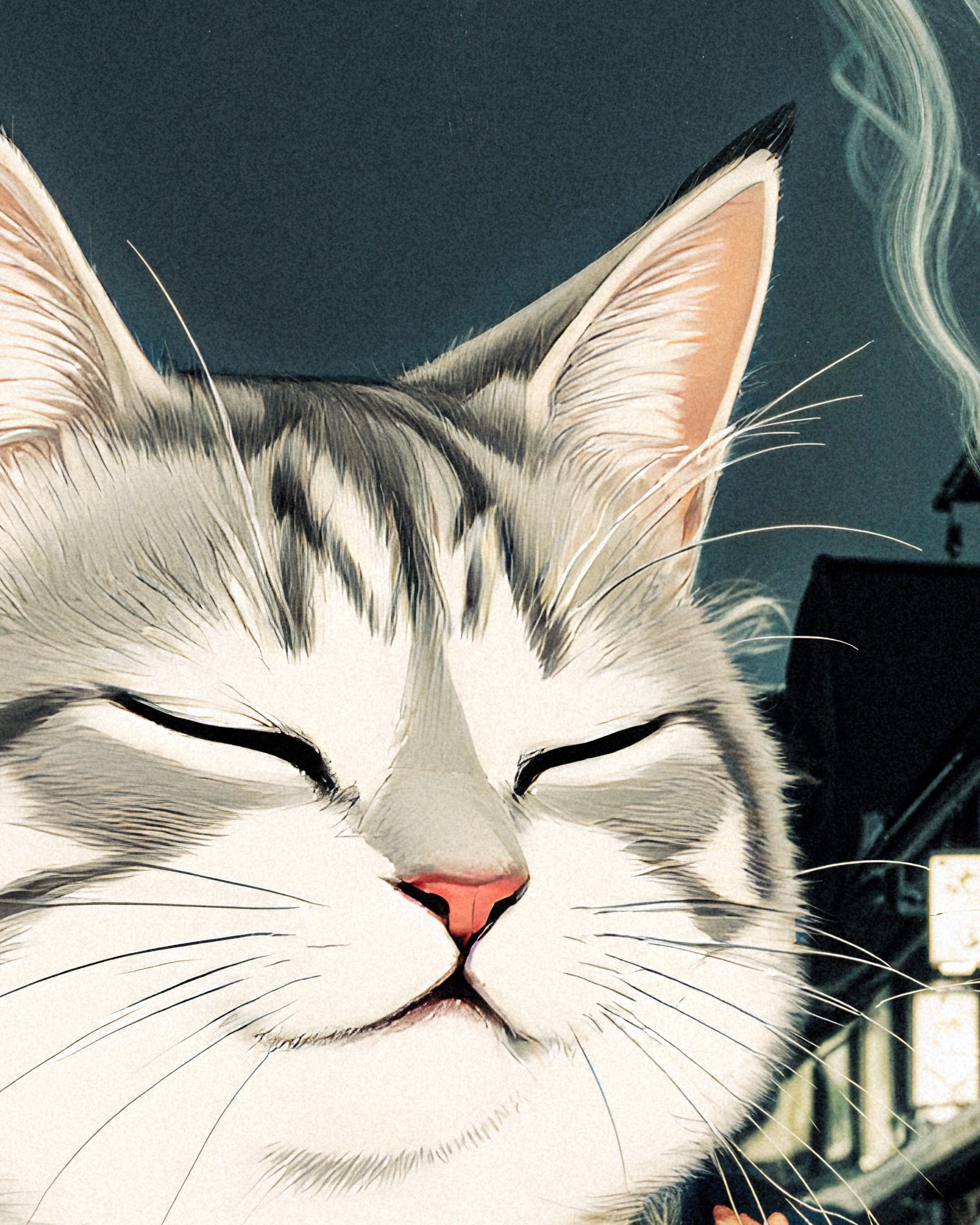 Deilig ramen, katt, asiatisk restaurant - Plakat