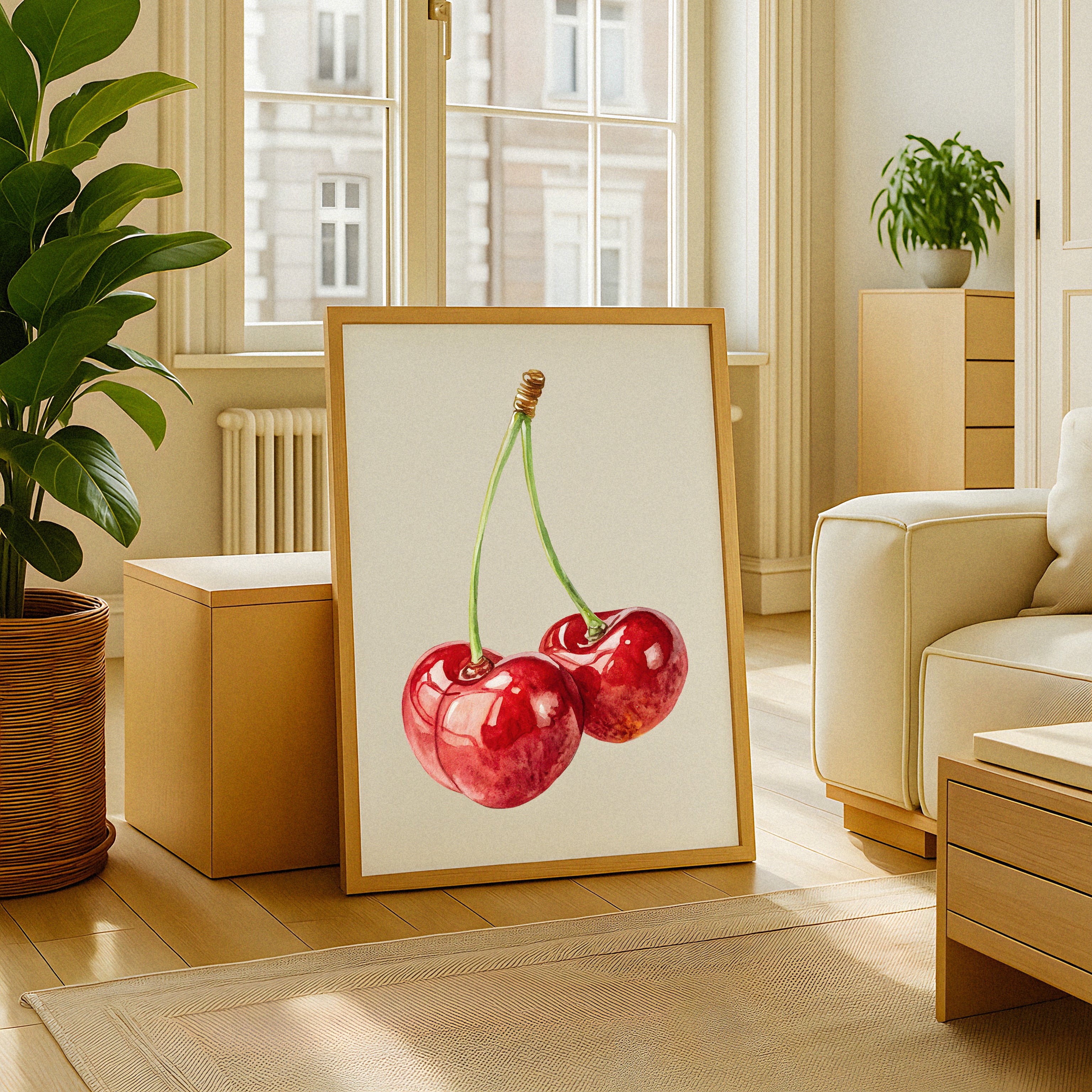 Watercolor Cherry Art Print – Fruit Wall Decor Poster