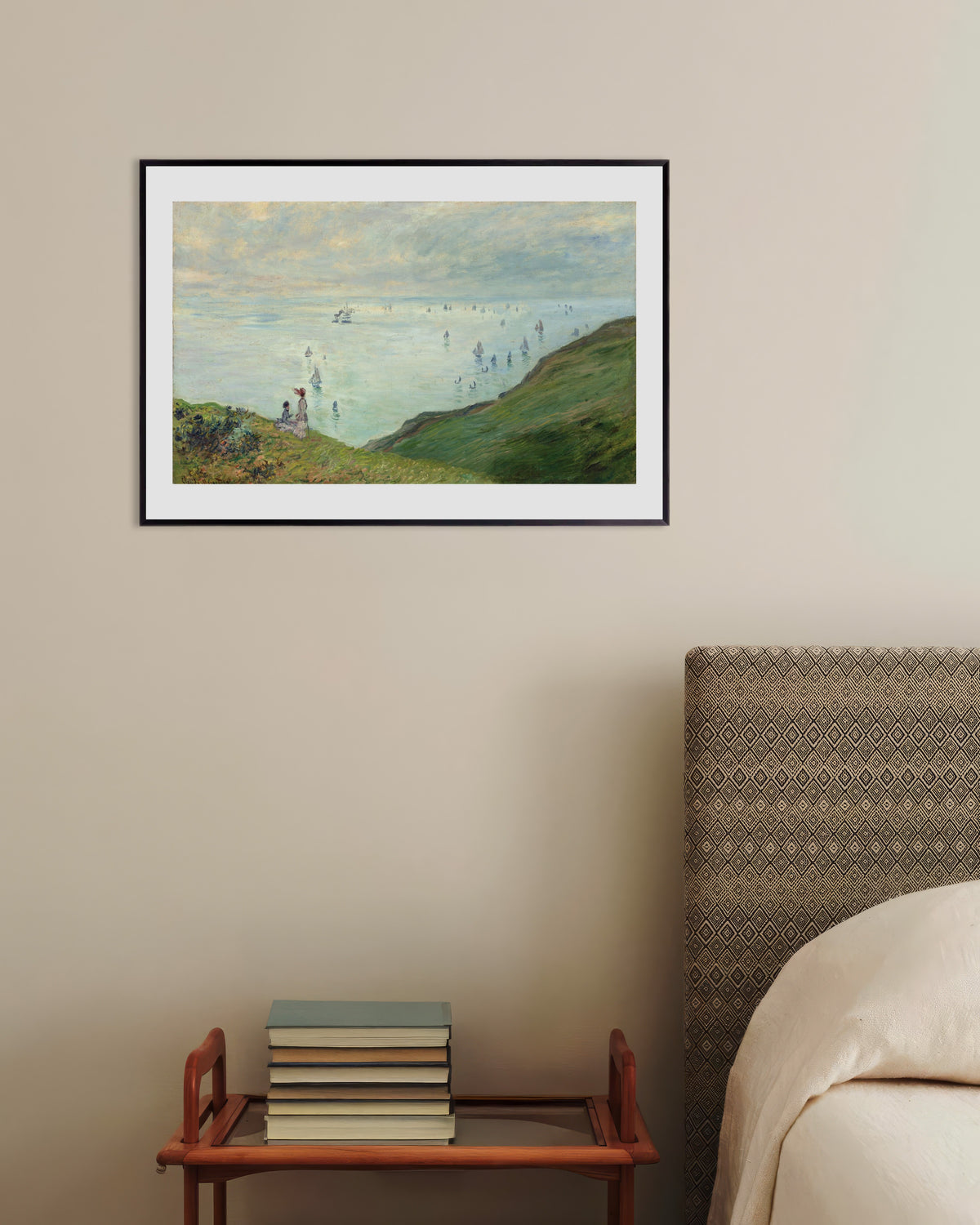 Poster of Cliffs at Pourville (1882) by Claude Monet, with metal frame