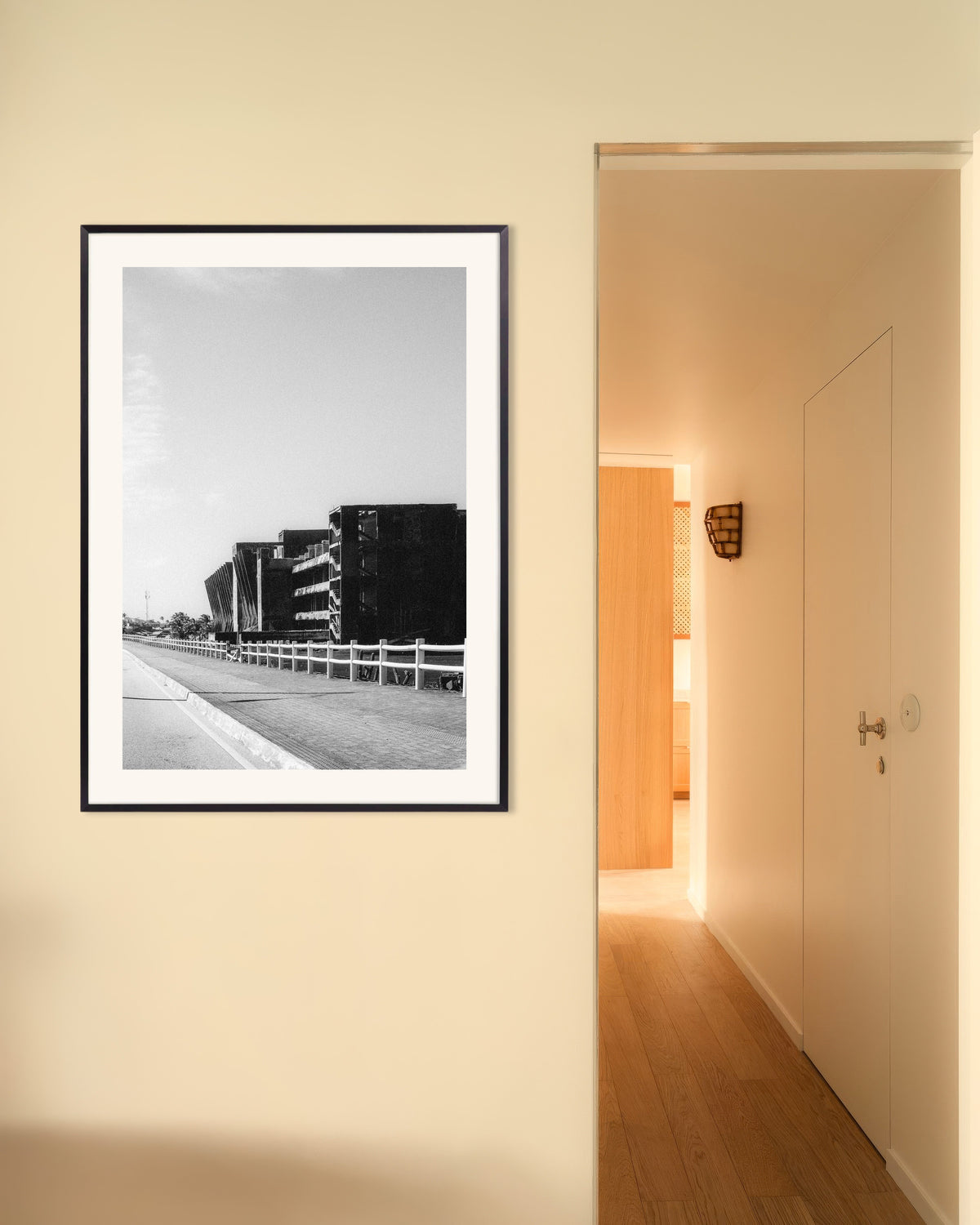 Poster of Concrete Ruin by the Road, with metal frame