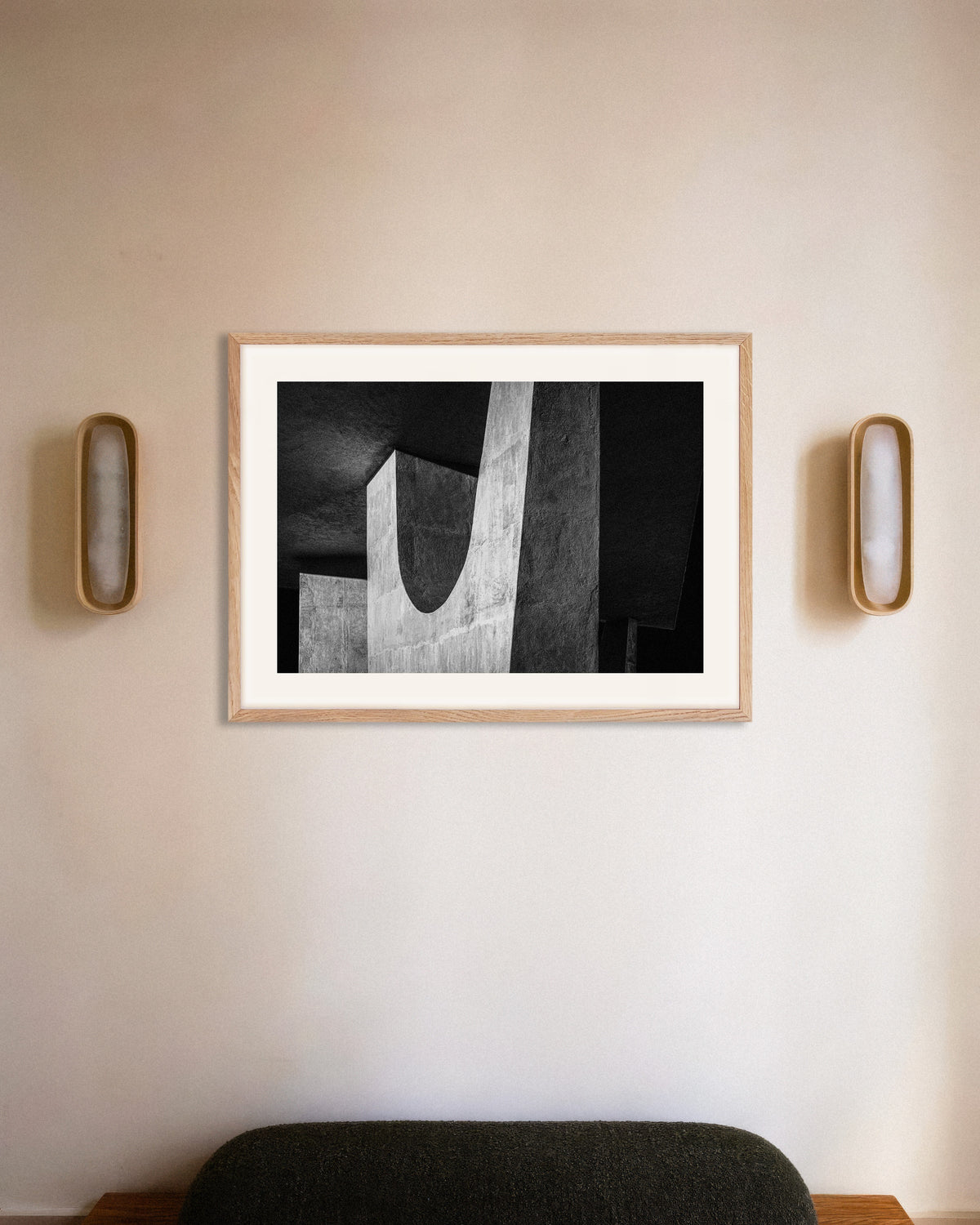 Poster of Concrete U in the Shadows, with natural wooden frame