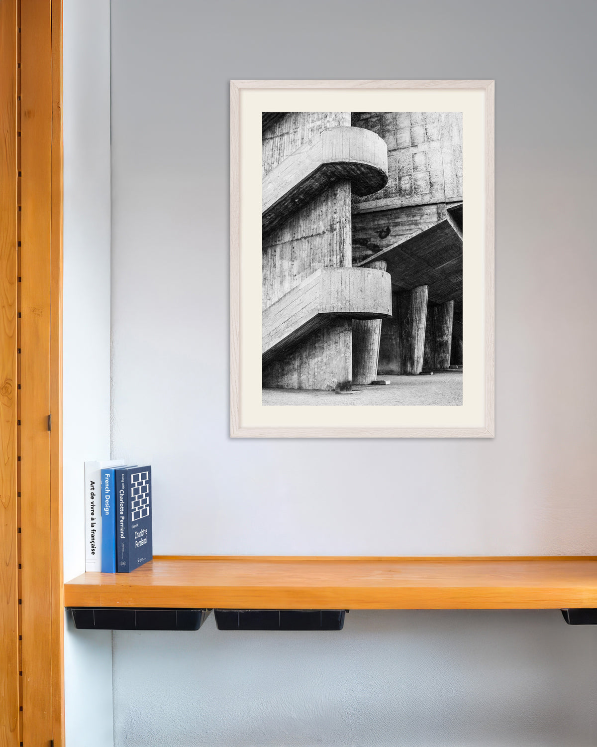 Poster of Curved Ramps and Concrete Columns, with white wooden frame
