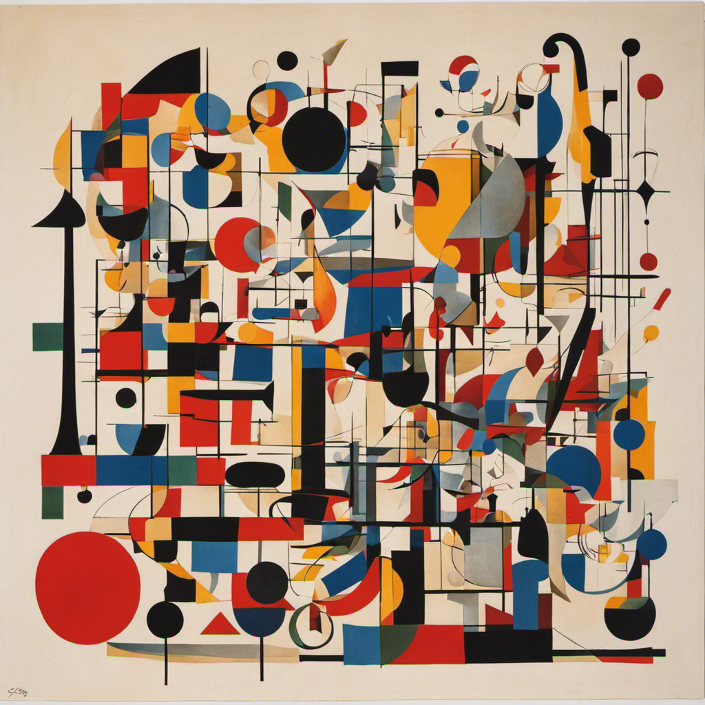 Linjer og geometriske figurer med flytende former, leken abstrakt kunst - Plakat