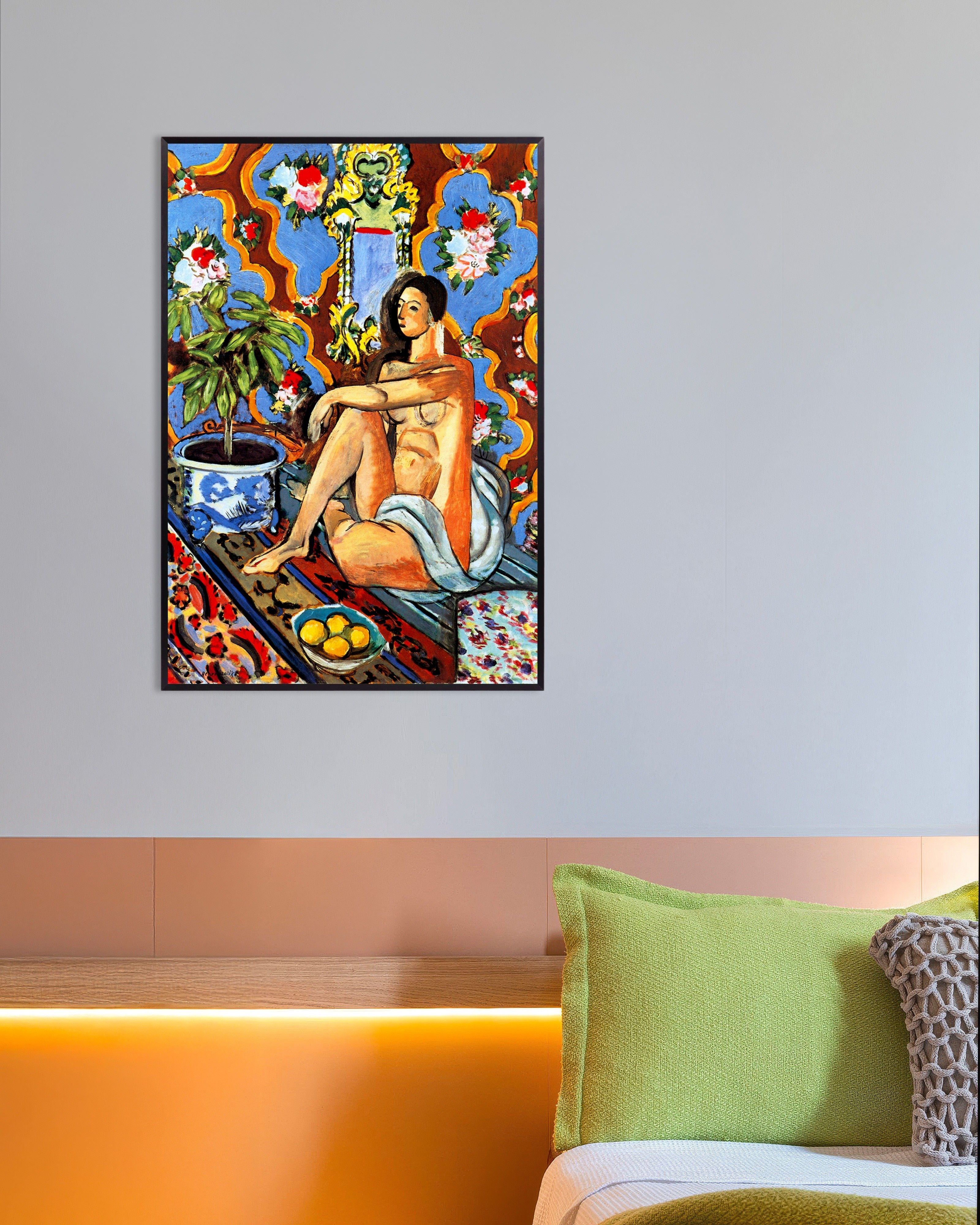 Poster of Decorative Figure on an Ornamental Background (1925) by Henri Matisse, with metal frame