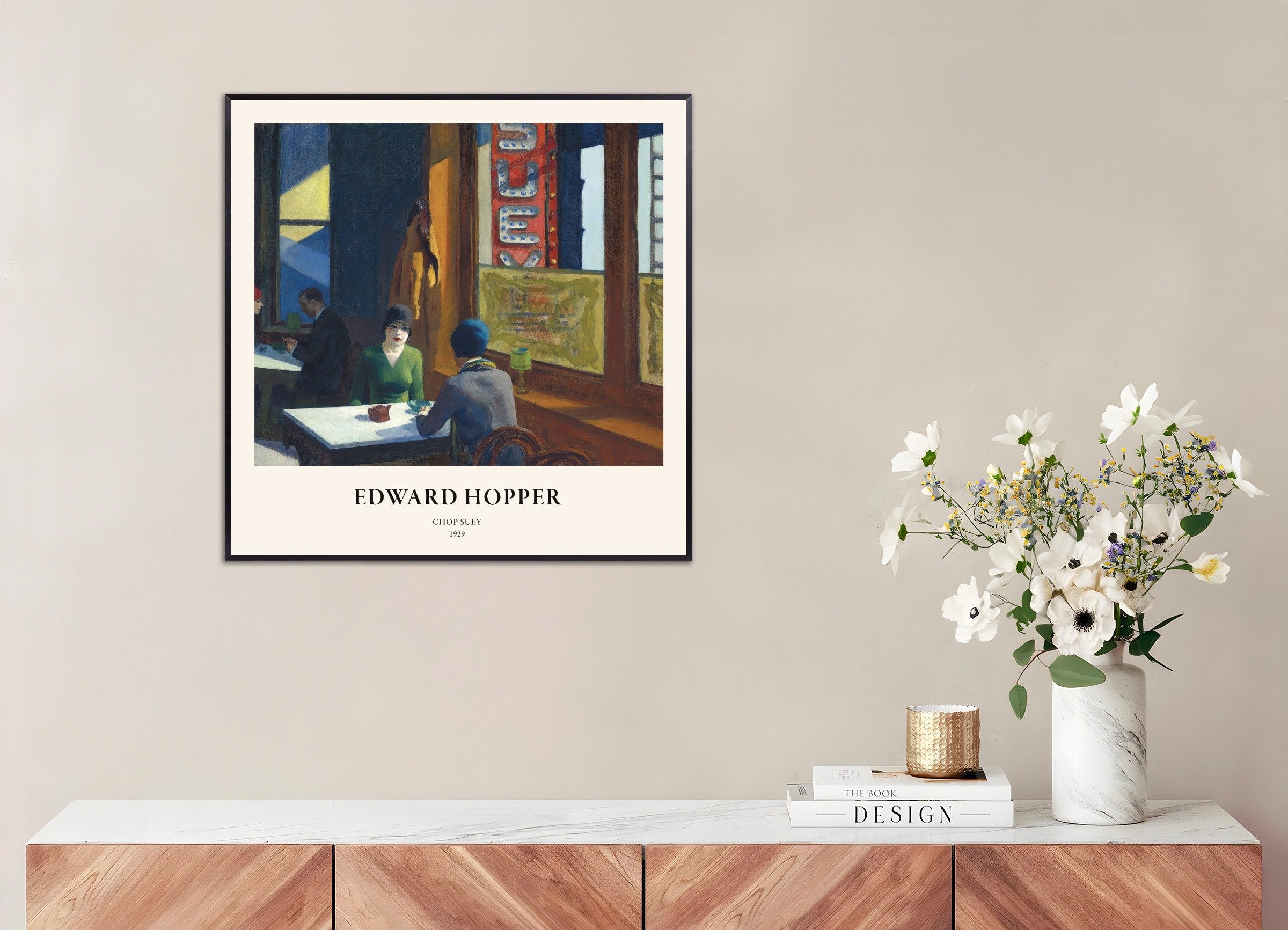 Poster of Edward Hopper Chop Suey art print, with metal frame