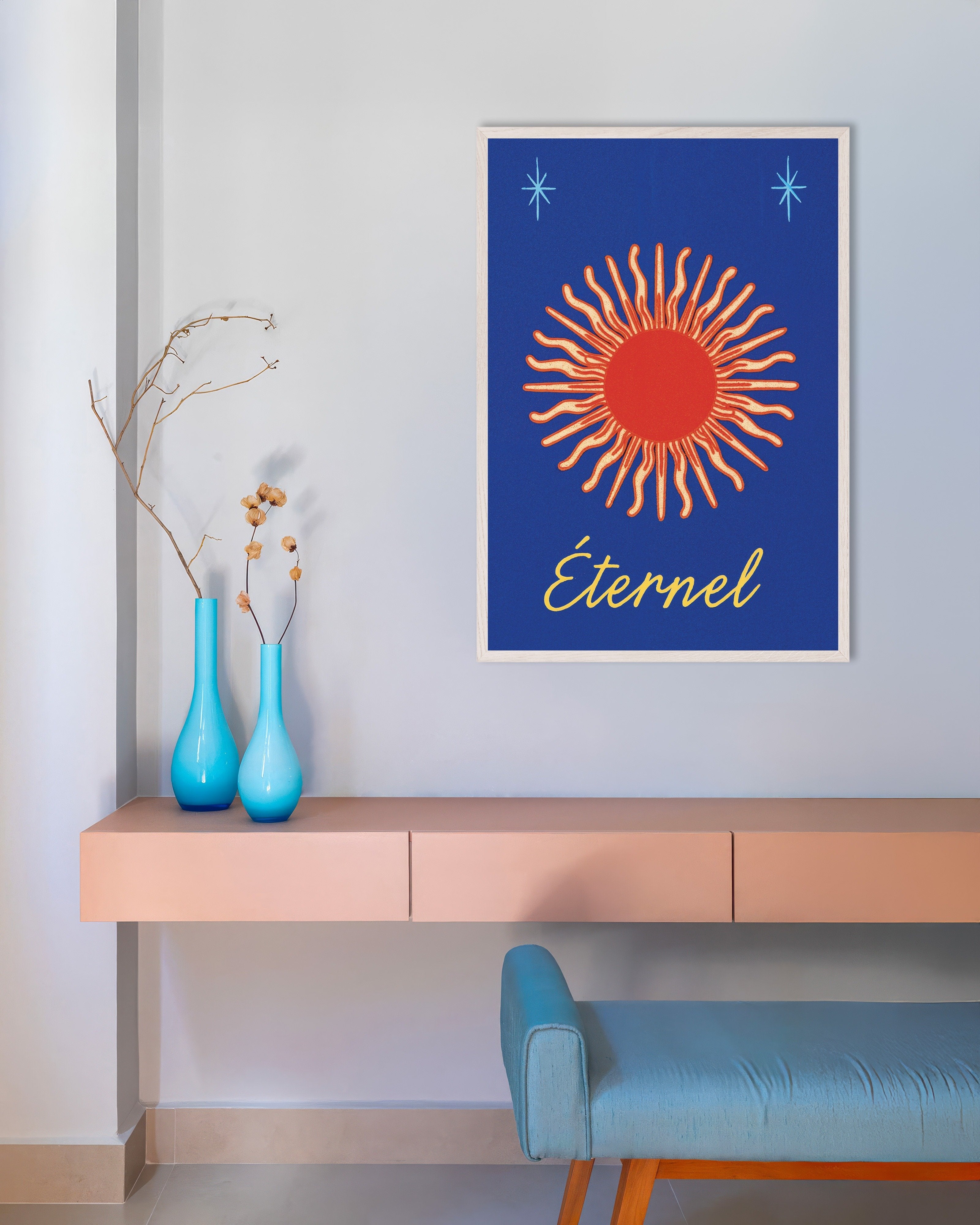 Poster of Éternel - Sun Poster, with white wooden frame