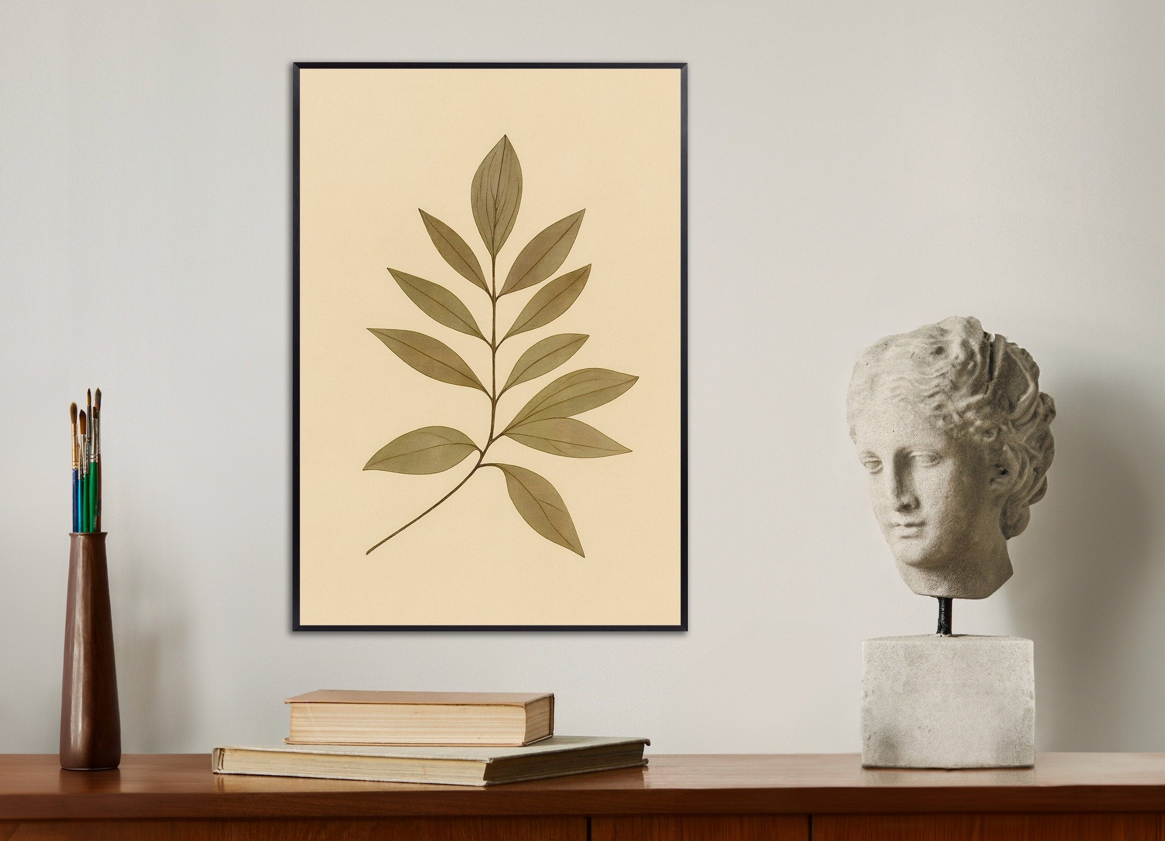 Poster of Eucalyptus Leaves Poster – Autumn Botanical Print, with metal frame