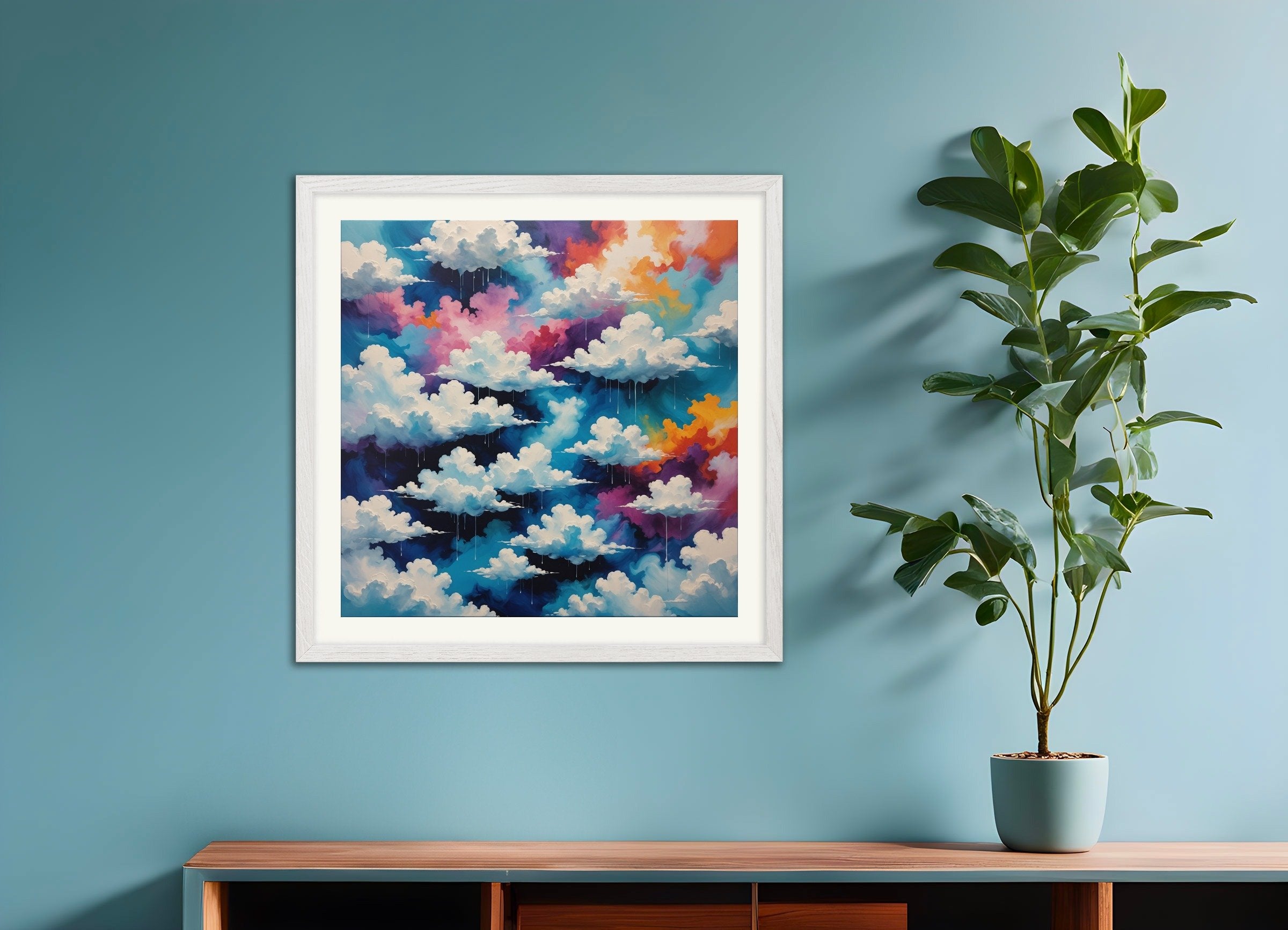 Poster of Fluid art, with white wooden frame