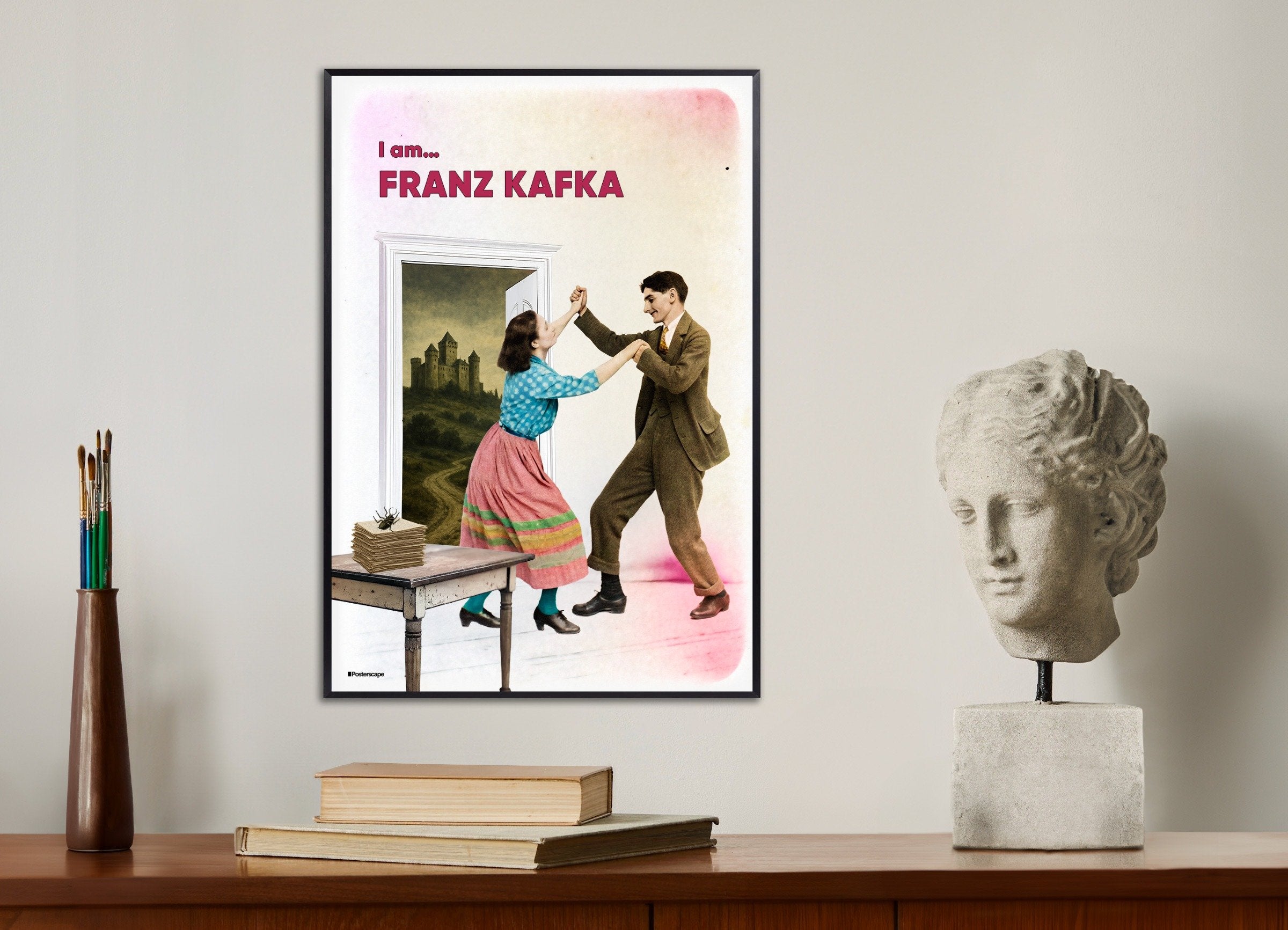 Poster of Franz Kafka - A Literary Portrait - Art Print, with metal frame