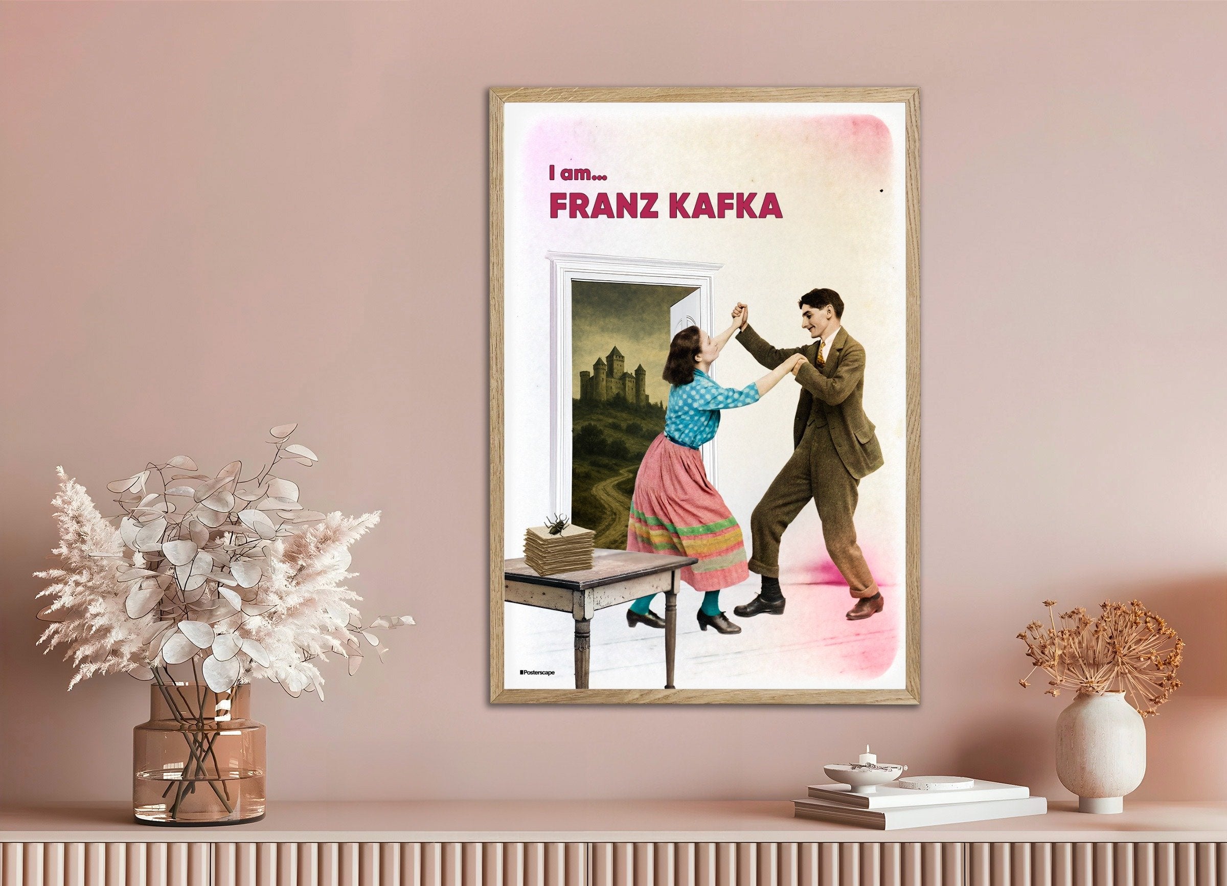 Poster of Franz Kafka - A Literary Portrait - Art Print, with natural wooden frame