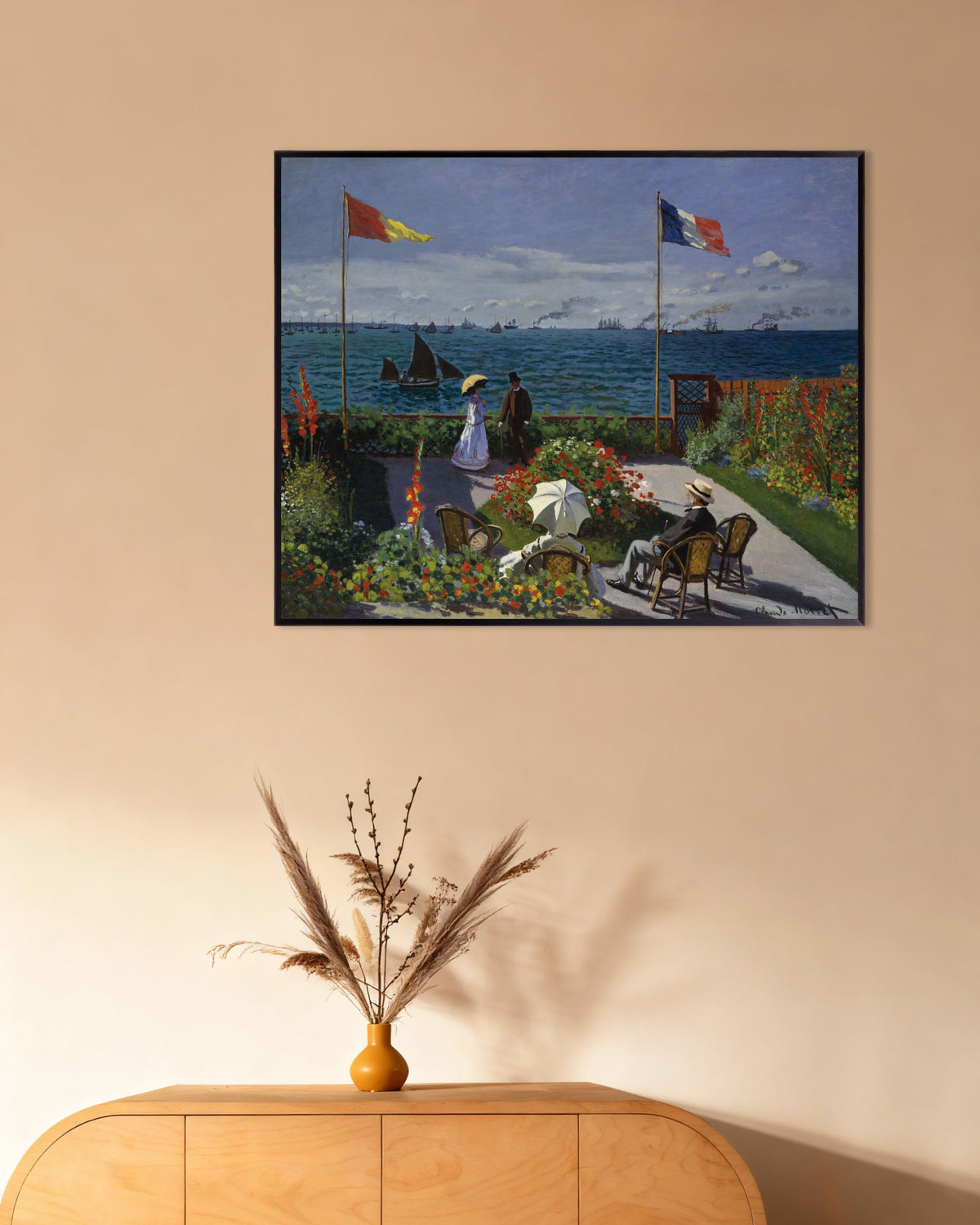 Poster of Garden at Sainte-Adresse (1867) by Claude Monet, with metal frame