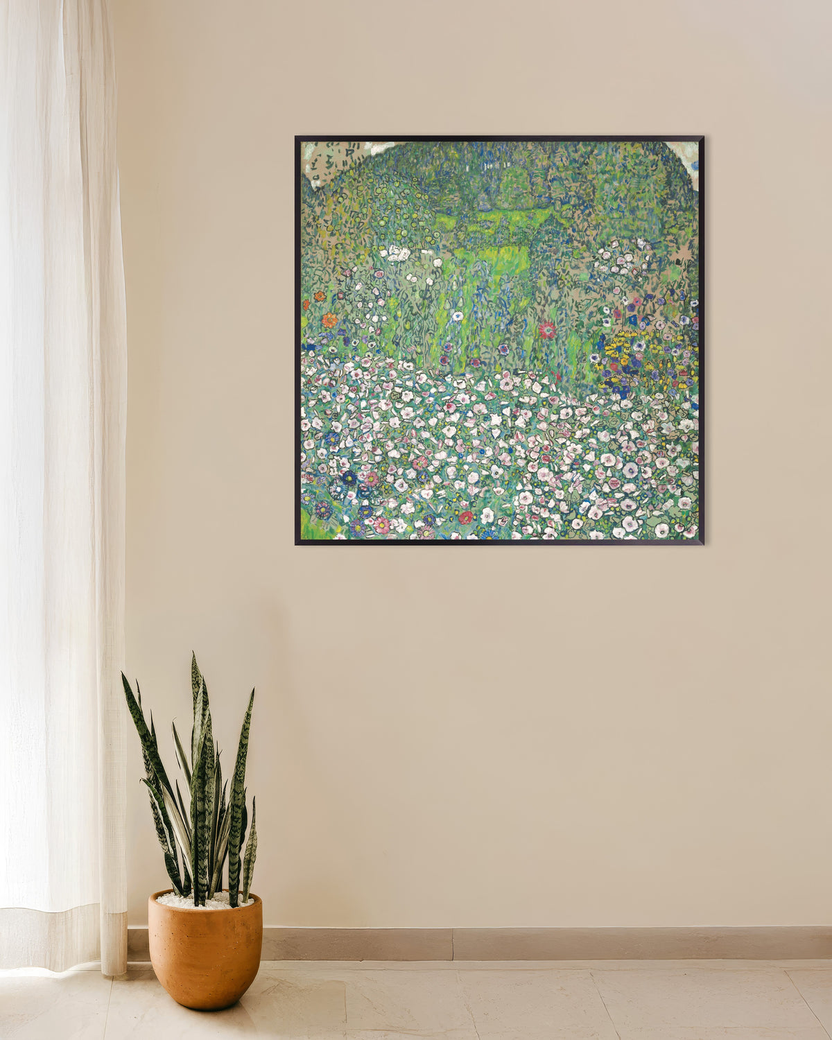Poster av Hagelandskap med høyde (1916) av Gustav Klimt, med metallramme