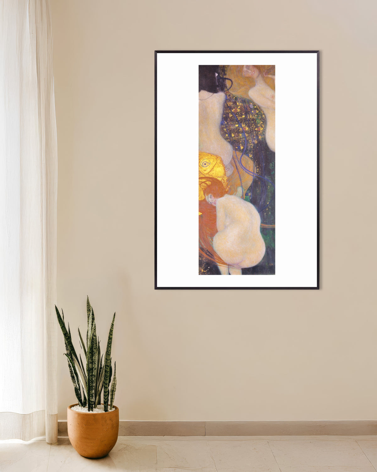 Plakat Gullfisker (1901–1902) av Gustav Klimt med metallramme