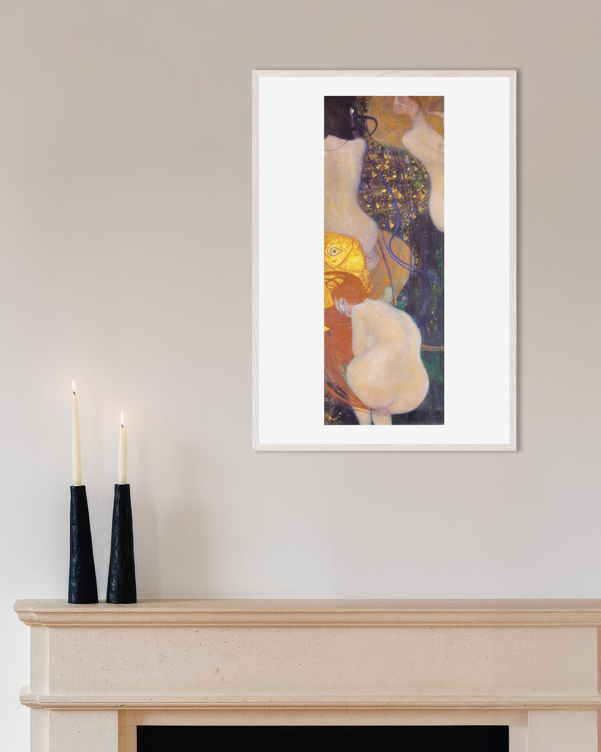 Plakat Gullfisker (1901–1902) av Gustav Klimt med hvit treramme