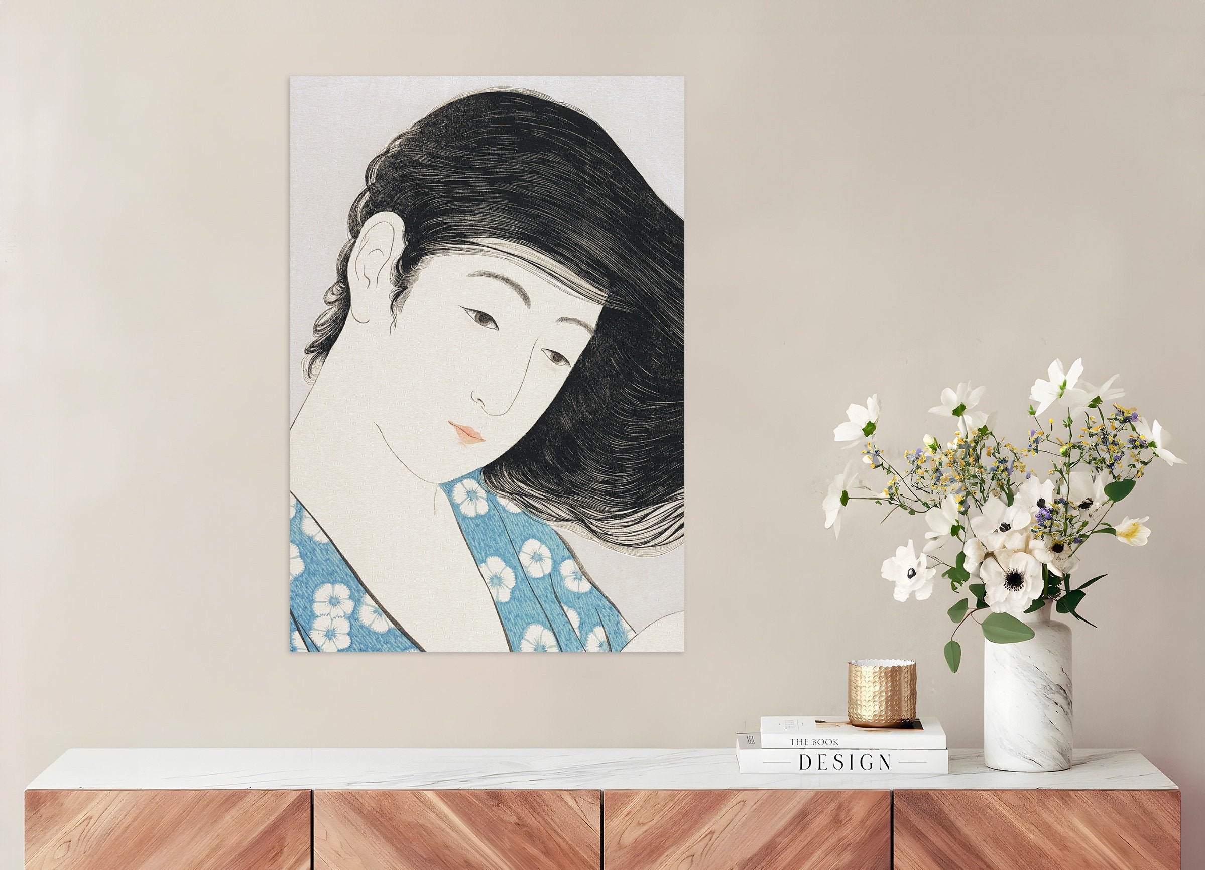 Poster of Goyo Hashiguchi Print - Woman Combing Her Hair 01 - The face