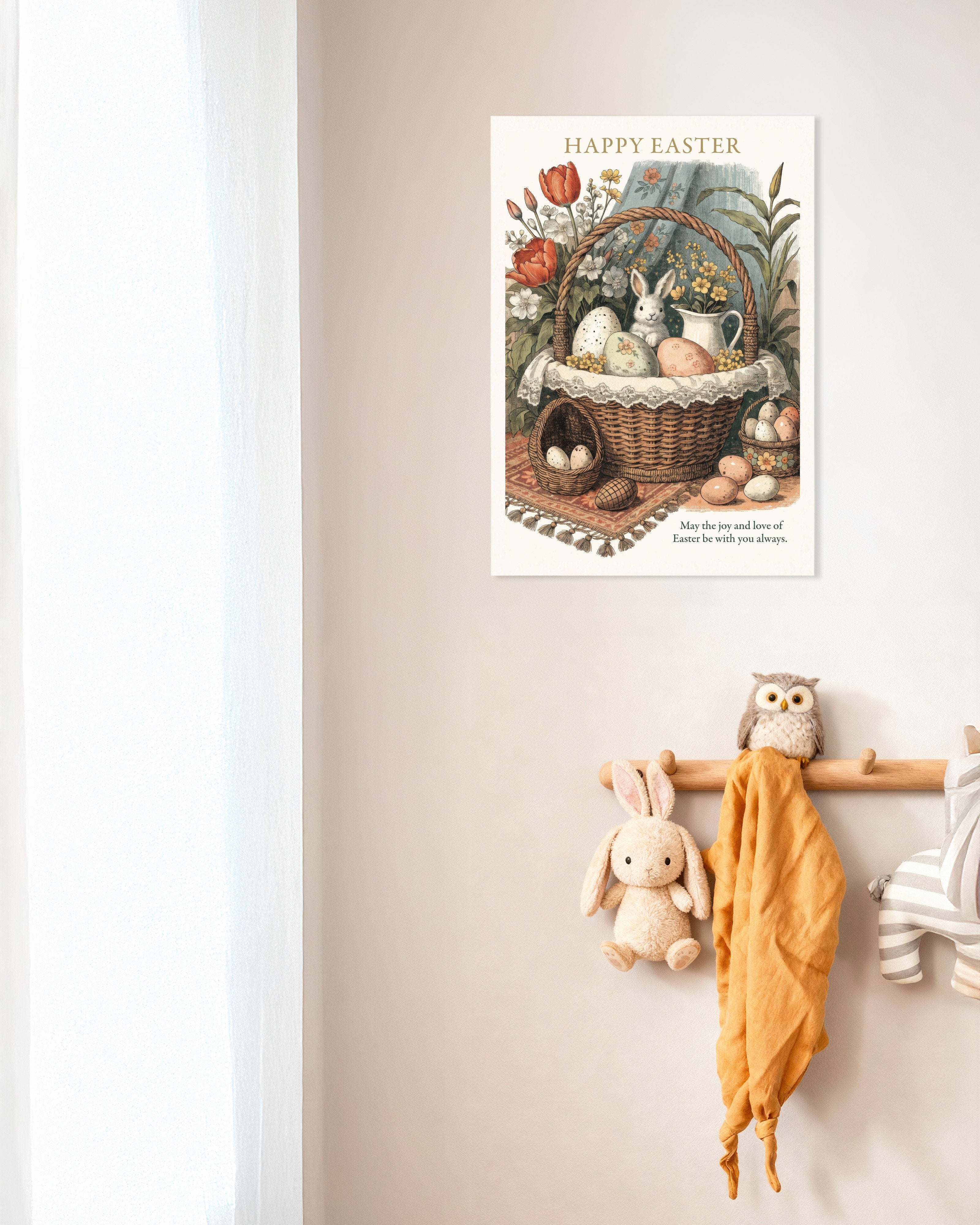 Poster of Happy Easter Basket Bunny Poster