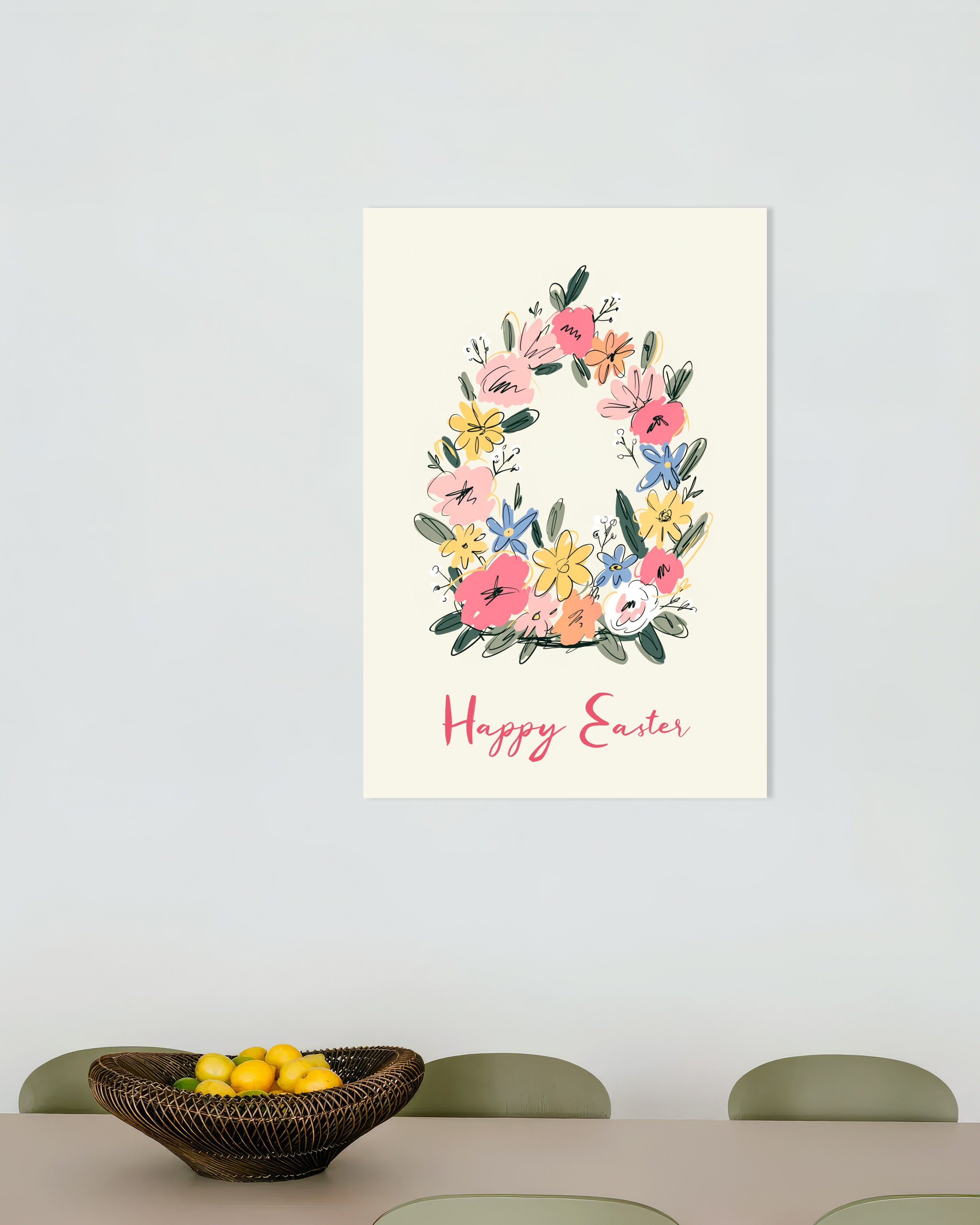 Poster of Happy Easter Floral Egg Wreath Poster