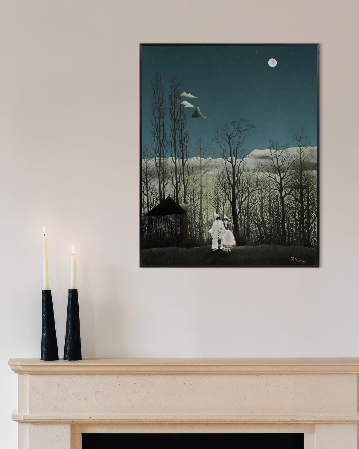 Poster av Henri Rousseau – En karnevalskveld (detalj), med metallramme