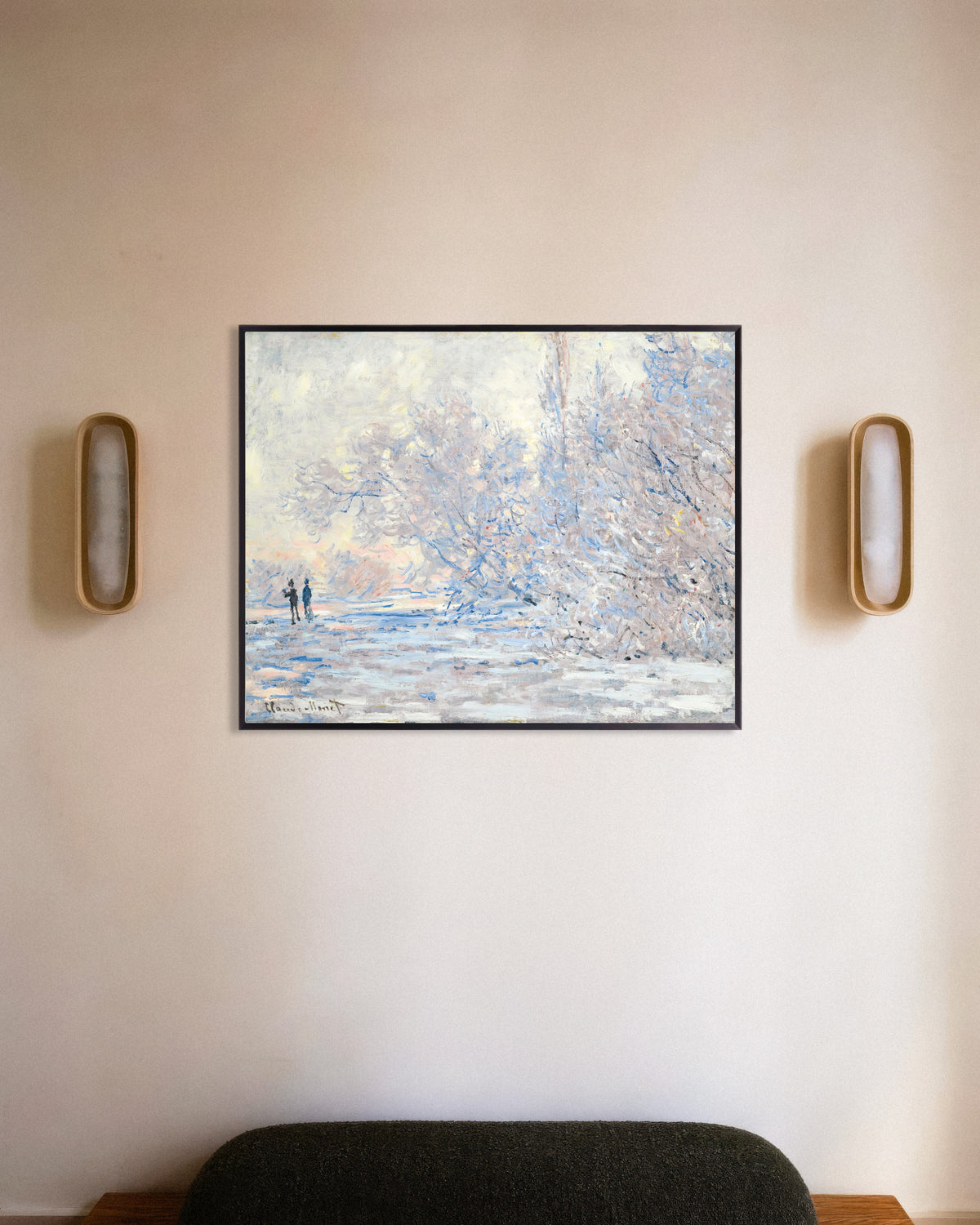 Poster of Hoarfrost at Giverny (1885) by Claude Monet, with metal frame