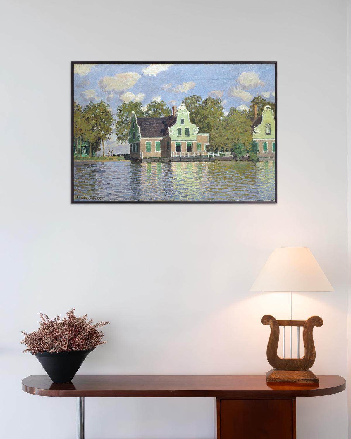 Plakat Hus ved bredden av Zaan (1871) av Claude Monet med metallramme