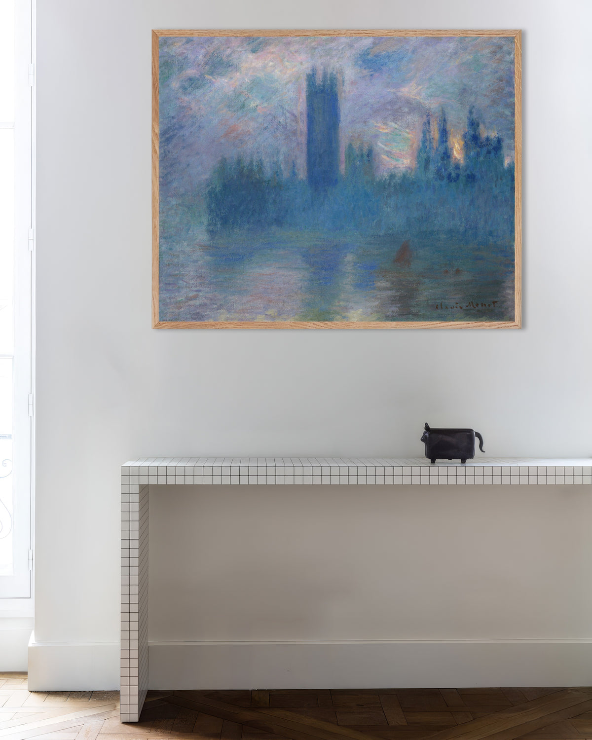 Plakat Parlamentet i London (1900) av Claude Monet med ramme i naturtre