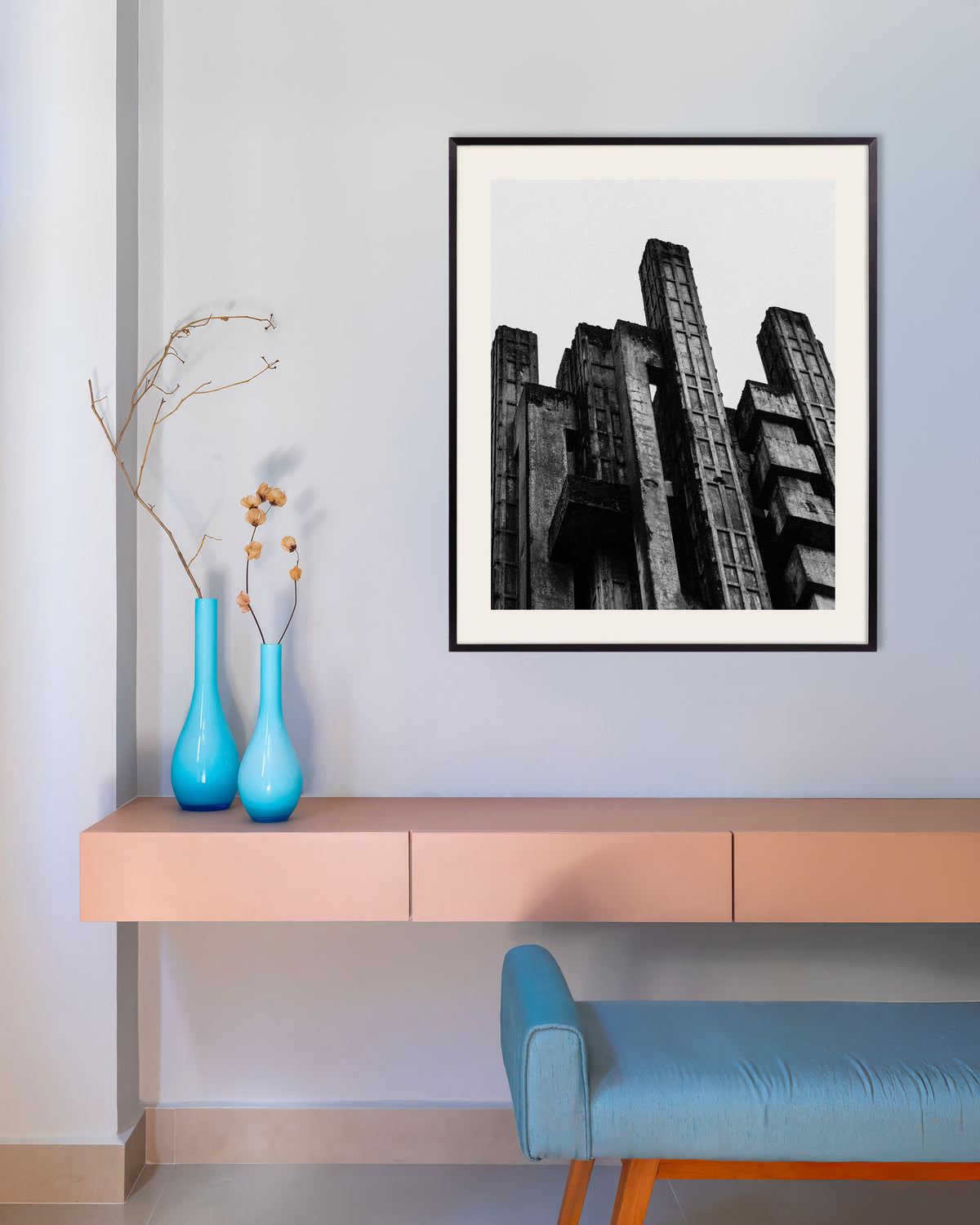 Poster of Jagged Concrete Towers, with metal frame