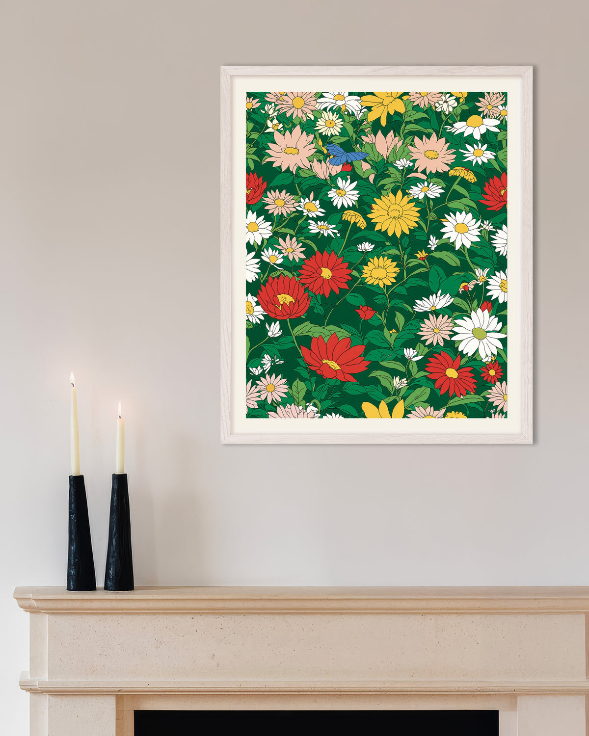 Poster of Japanese animation studio, Flowers - Poster, with white wooden frame