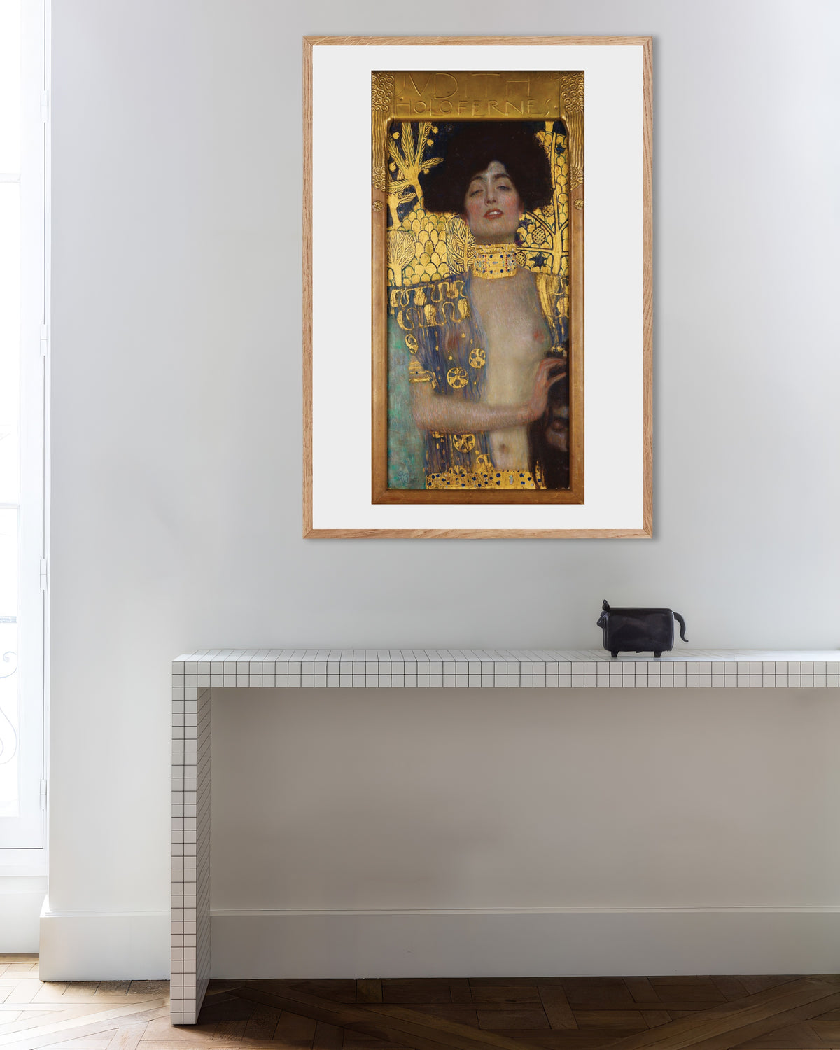 Poster of Judith I (1901) by Gustav Klimt, with natural wooden frame