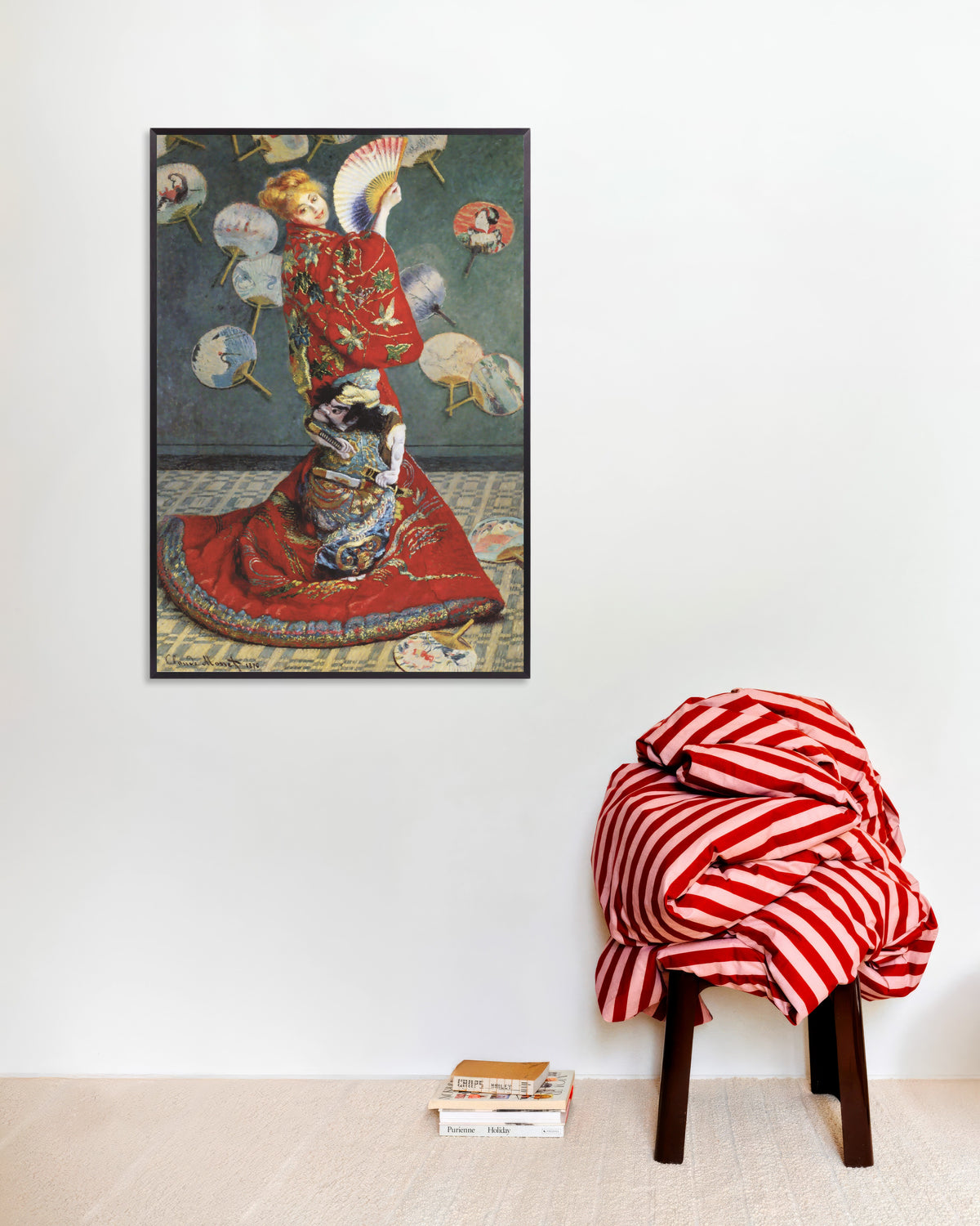 Plakat La Japonaise, Camille Monet i japansk drakt (1876) av Claude Monet med metallramme