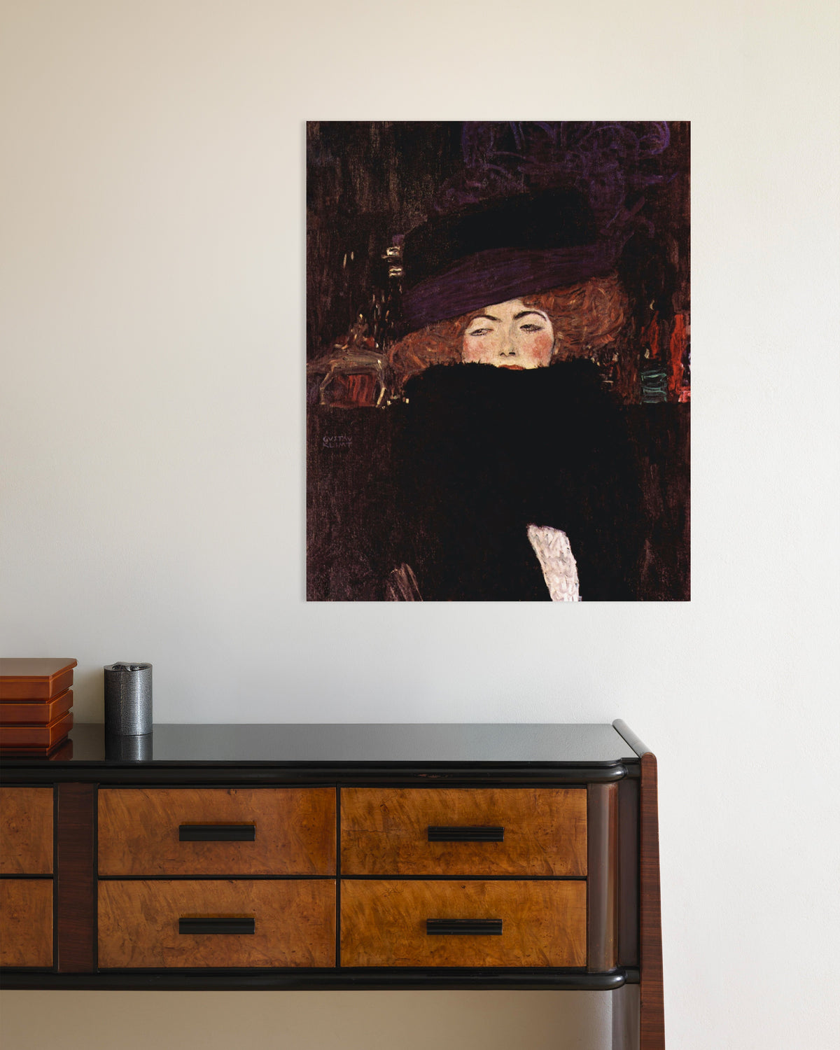 Poster av Dame med hatt og fjærboa (1909) av Gustav Klimt