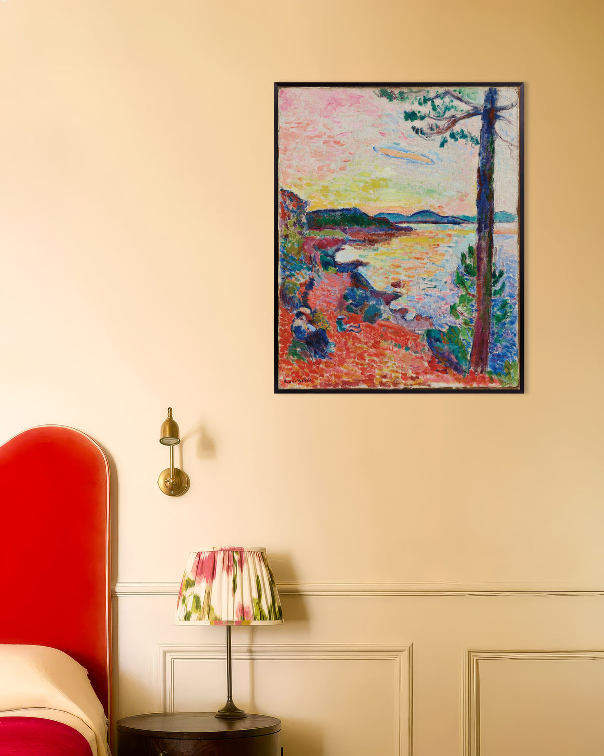 Poster av Le Goûter, Saint-Tropez-bukten (1904) av Henri Matisse, med metallramme