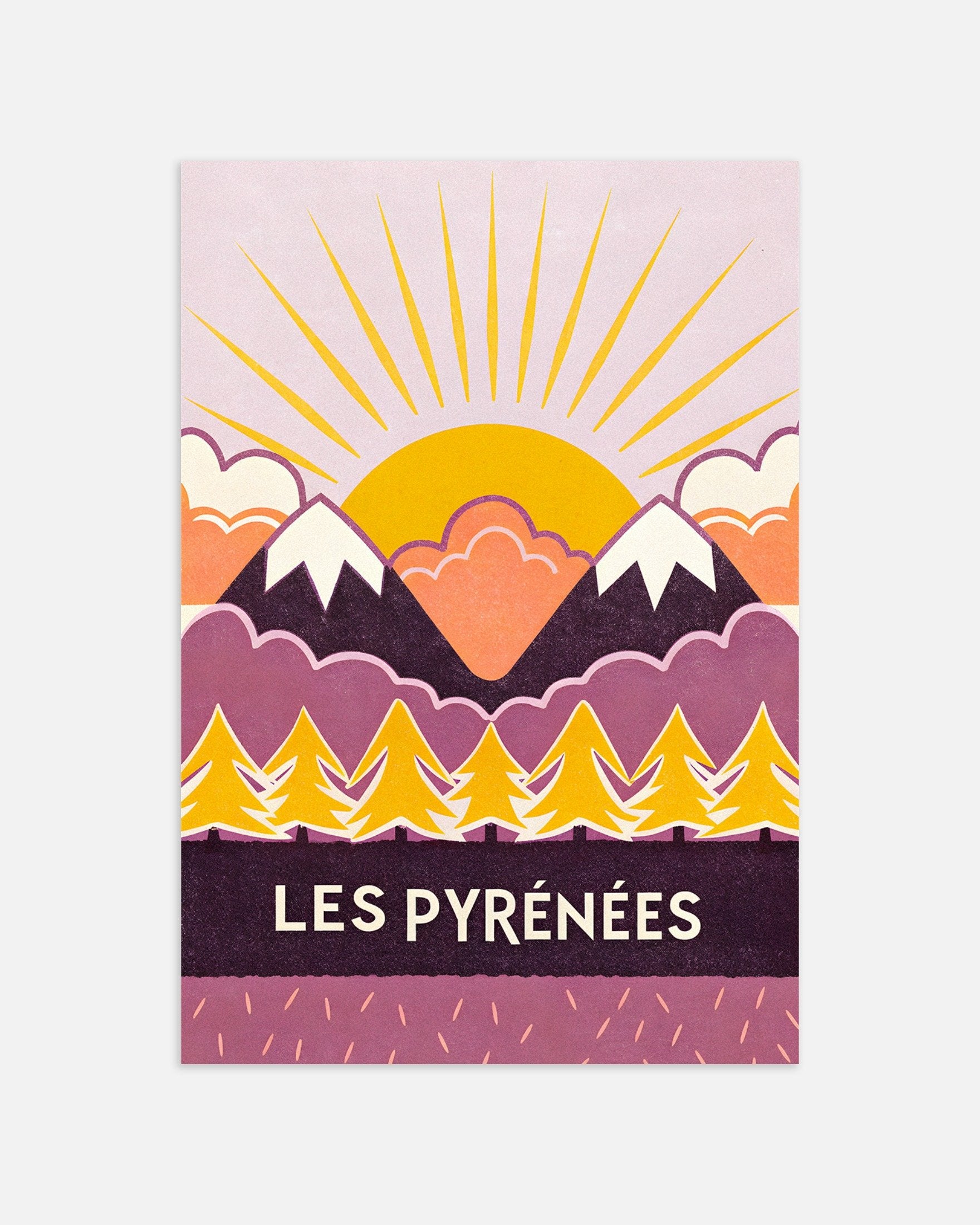 Poster of Les Pyrénées – Sunset Mountain Graphic Art Print, thumbnail